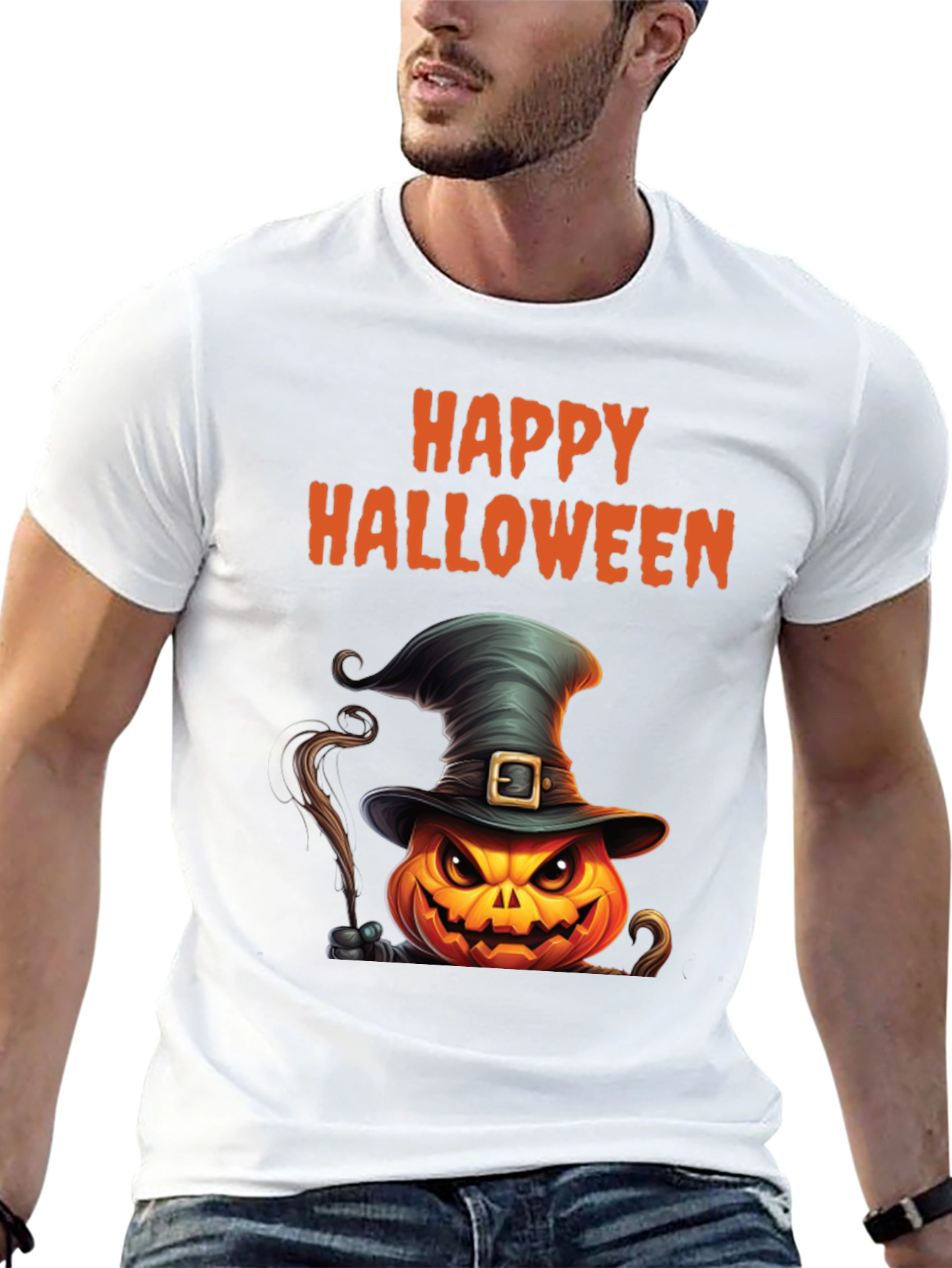 Happy Halloween Pumpkin Witch Hat T-Shirt
