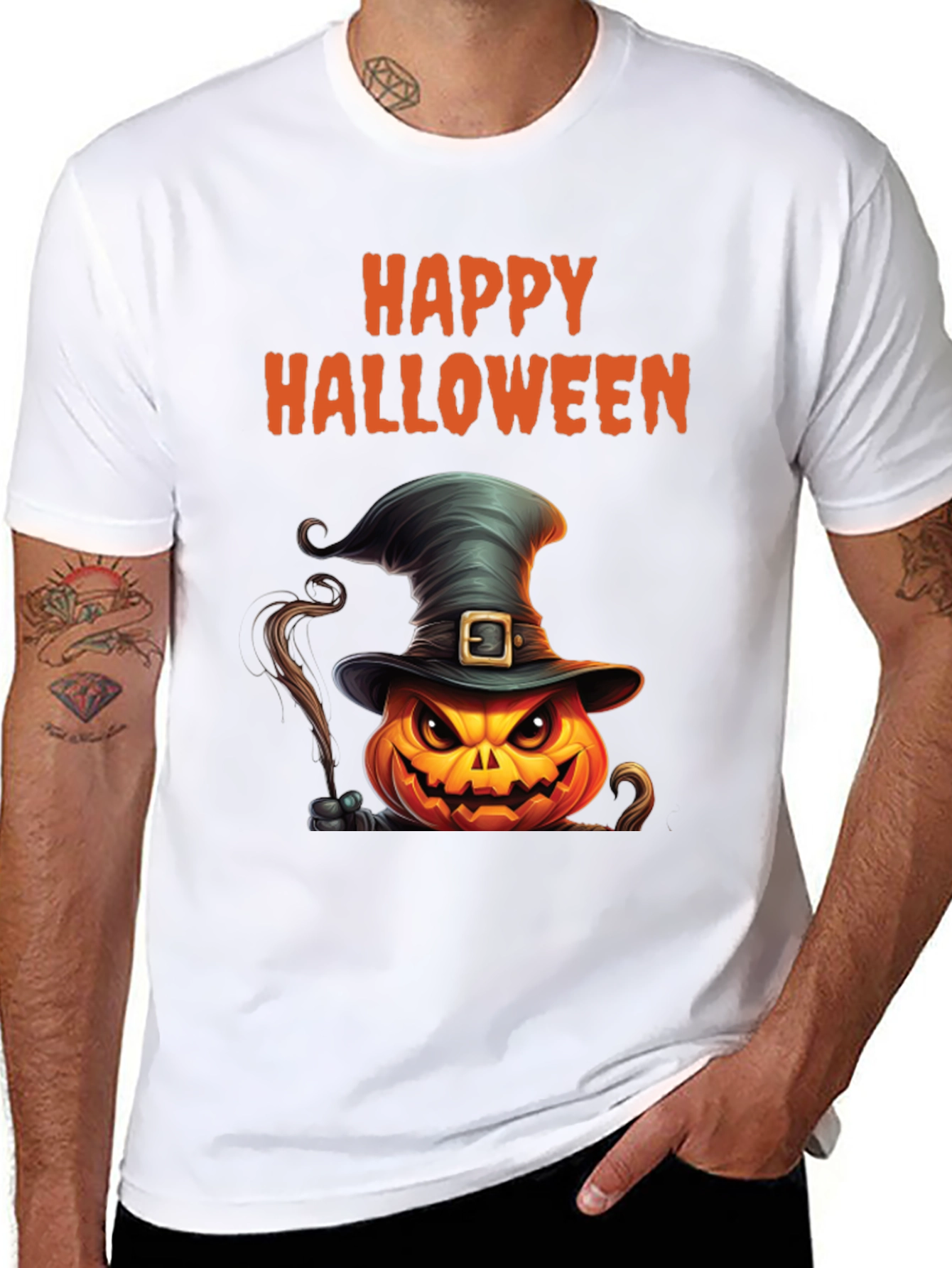 Happy Halloween Pumpkin Witch Hat T-Shirt