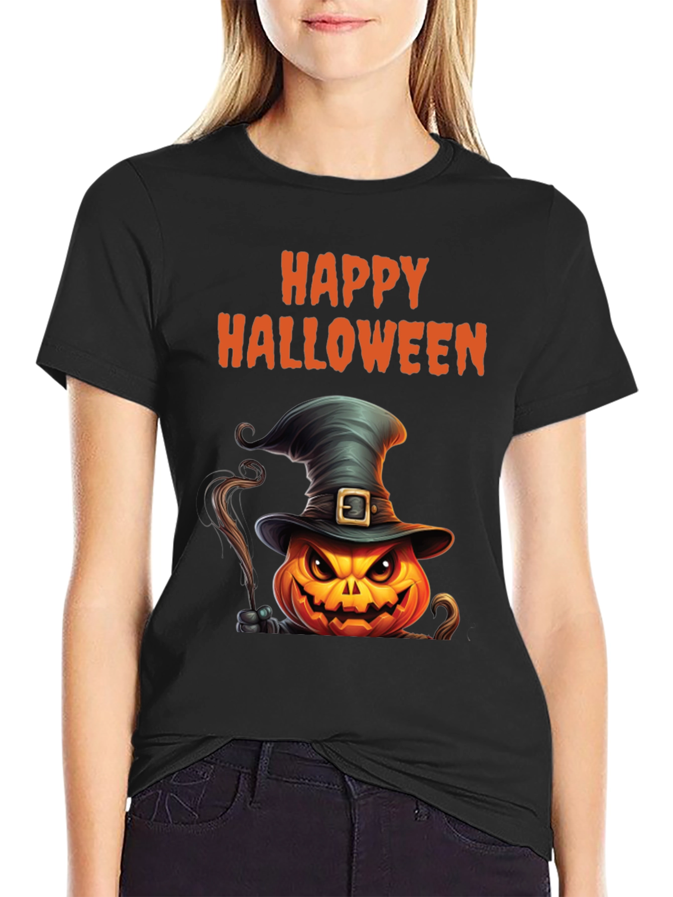 Happy Halloween Pumpkin Witch Hat T-Shirt