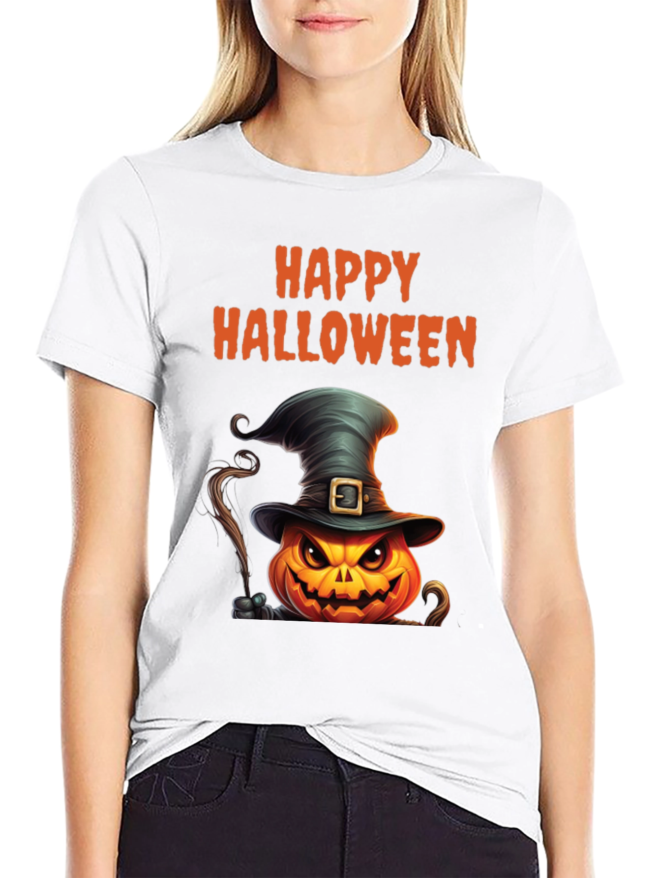 Happy Halloween Pumpkin Witch Hat T-Shirt