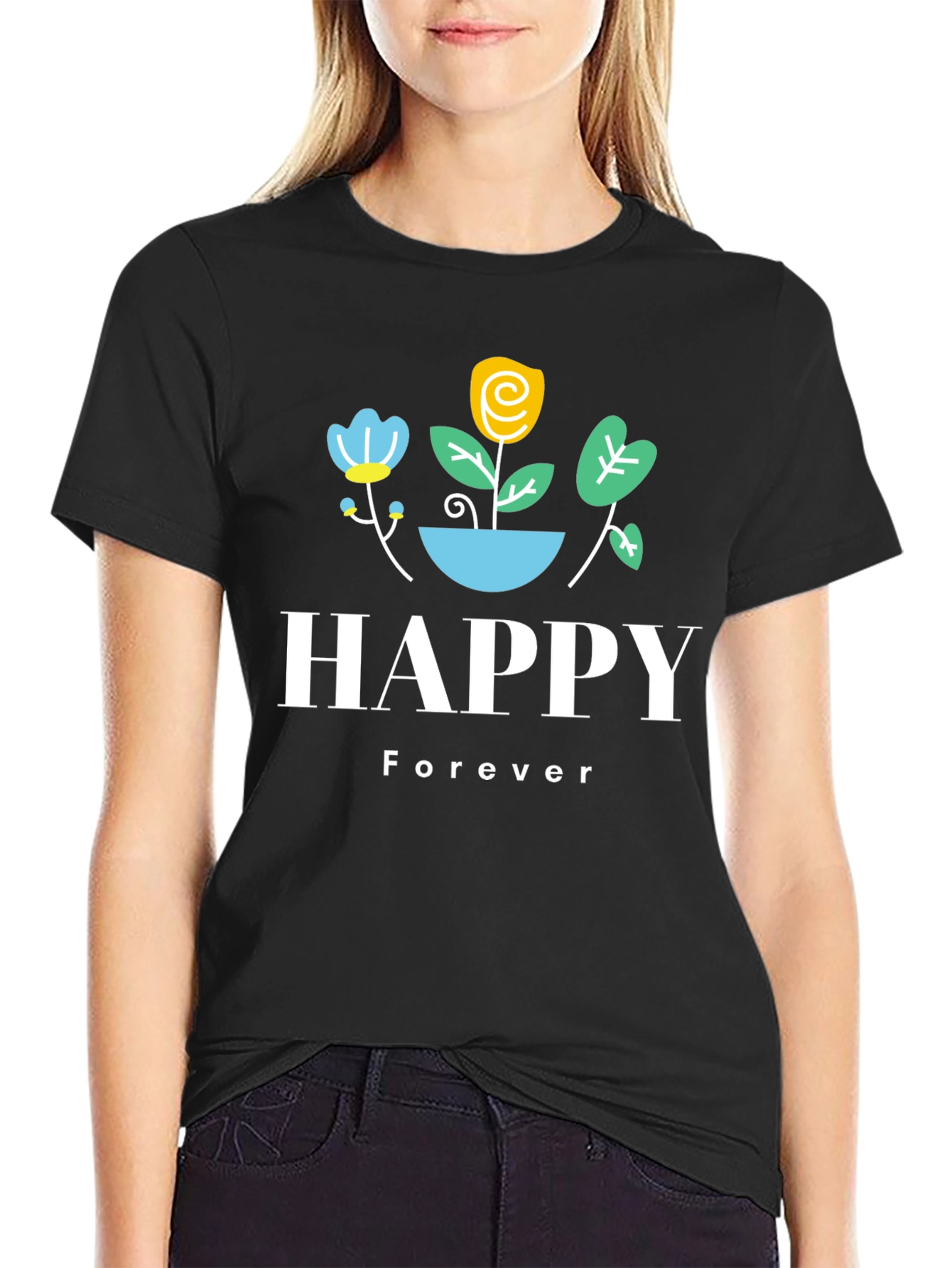 Happy Forever Graphic Print T-Shirt