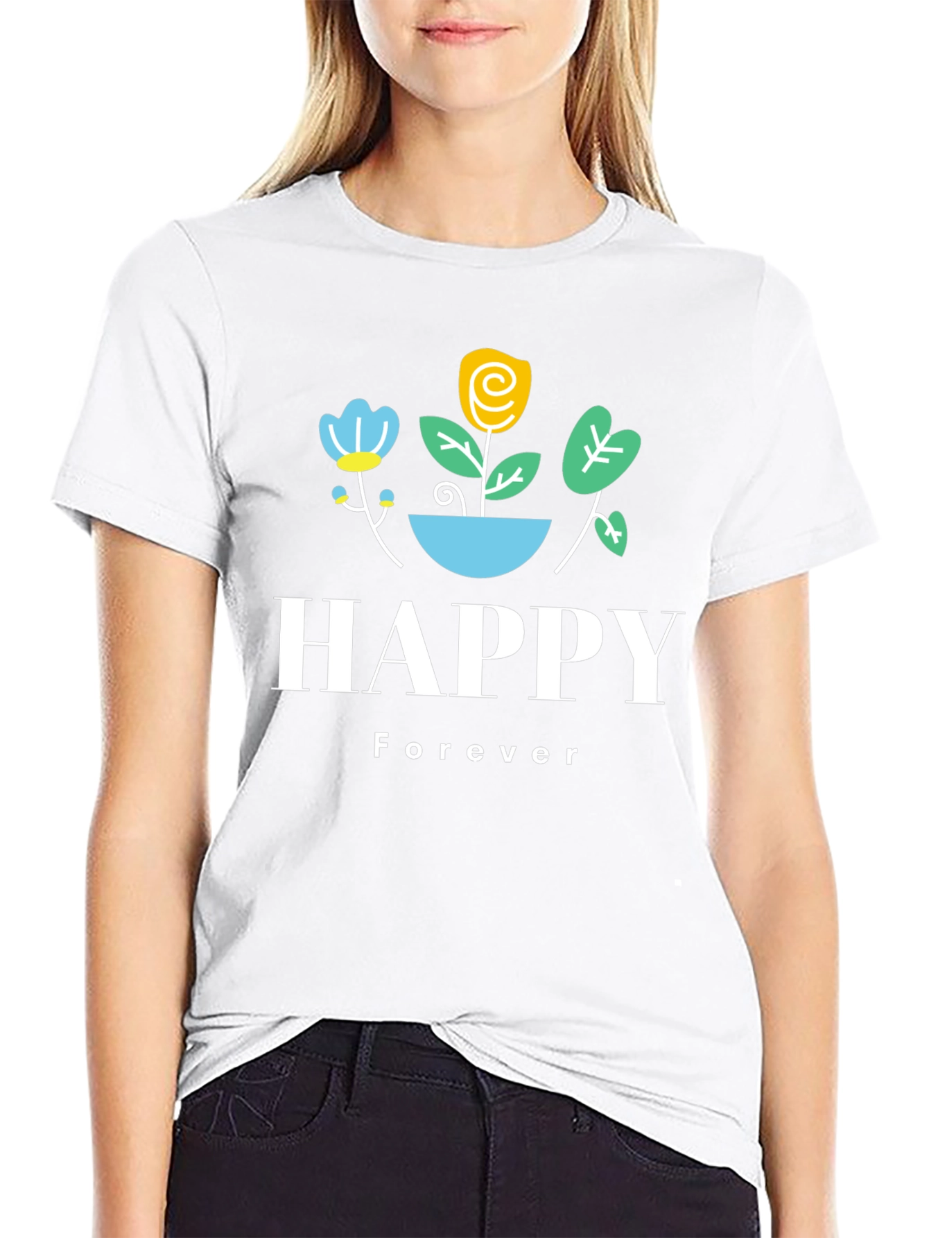 Happy Forever Graphic Print T-Shirt