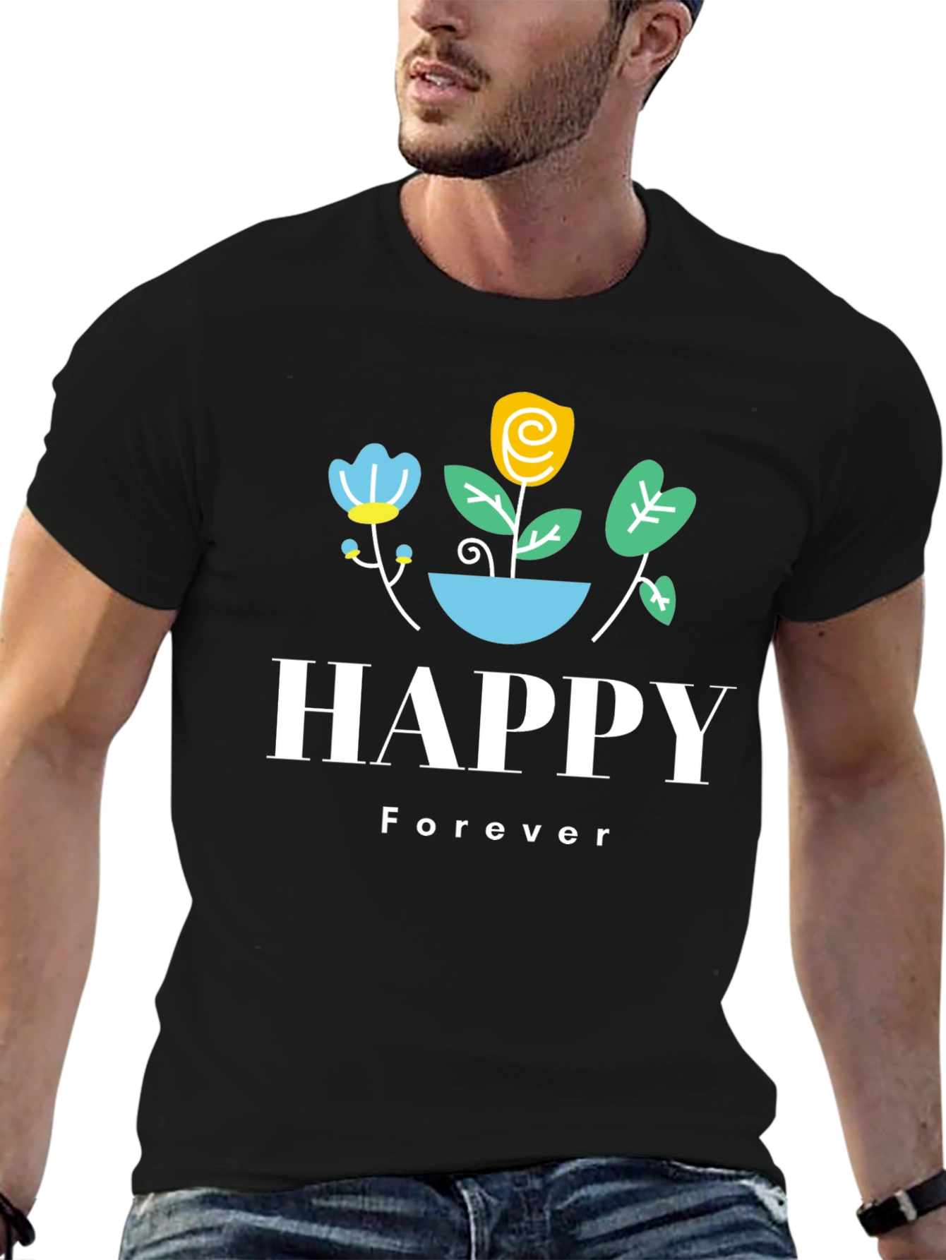 Happy Forever Graphic Print T-Shirt
