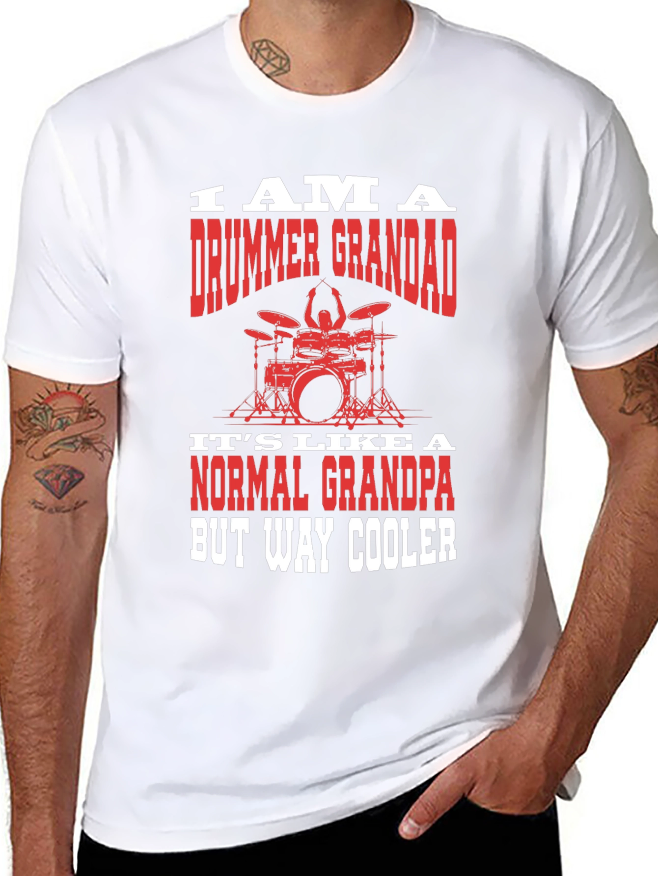 Drummer Grandad T-Shirt - Cool Grandpa Gift