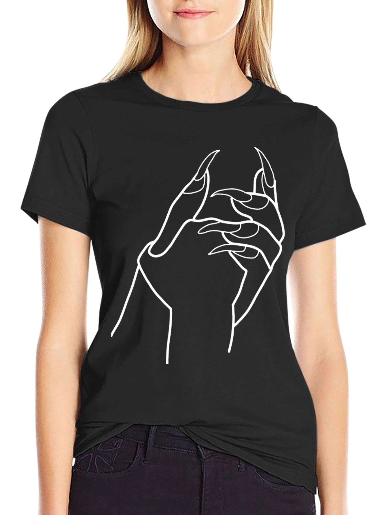 Gothic Hand Graphic Black T-Shirt