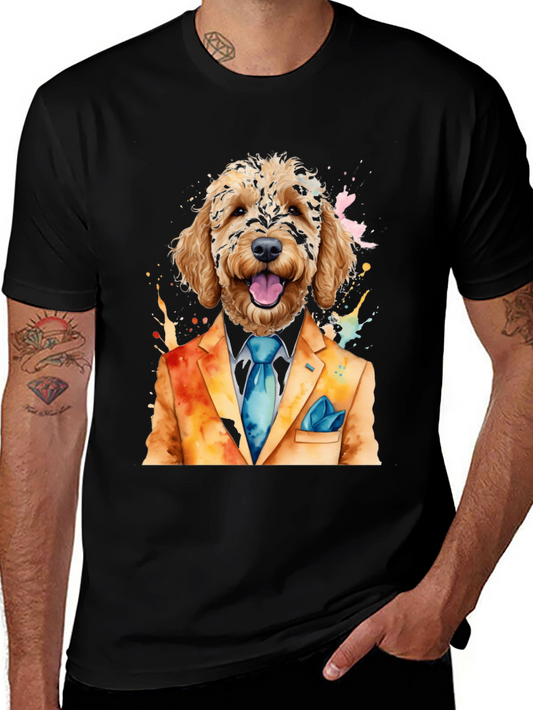 Dog in Suit T-Shirt - Unique Watercolor Design
