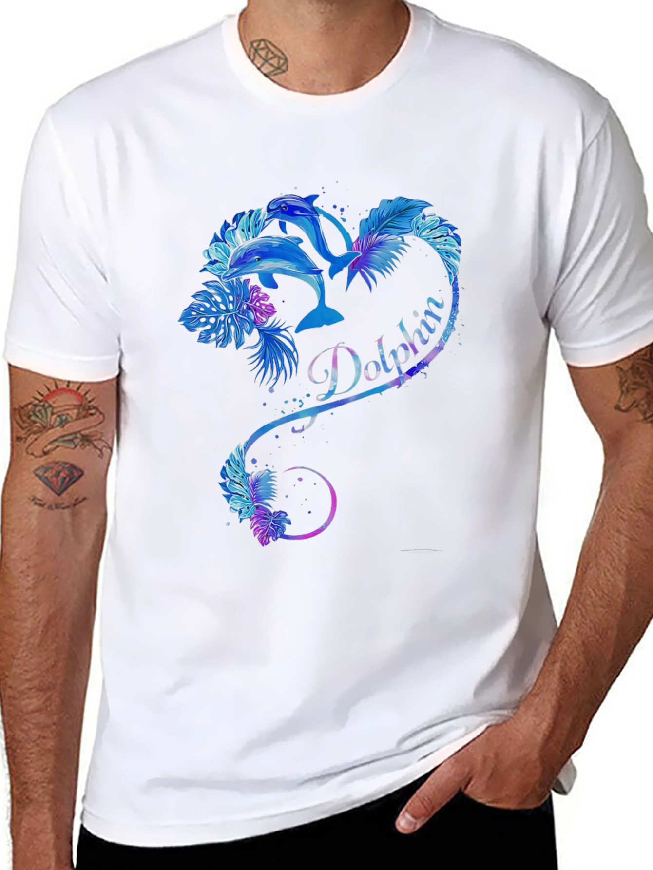 Dolphin Heart Graphic Tee - Black
