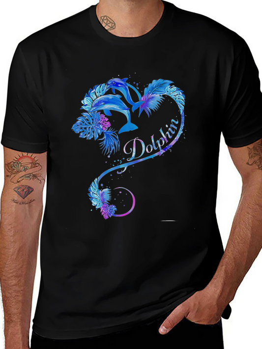 Dolphin Heart Graphic Tee - Black