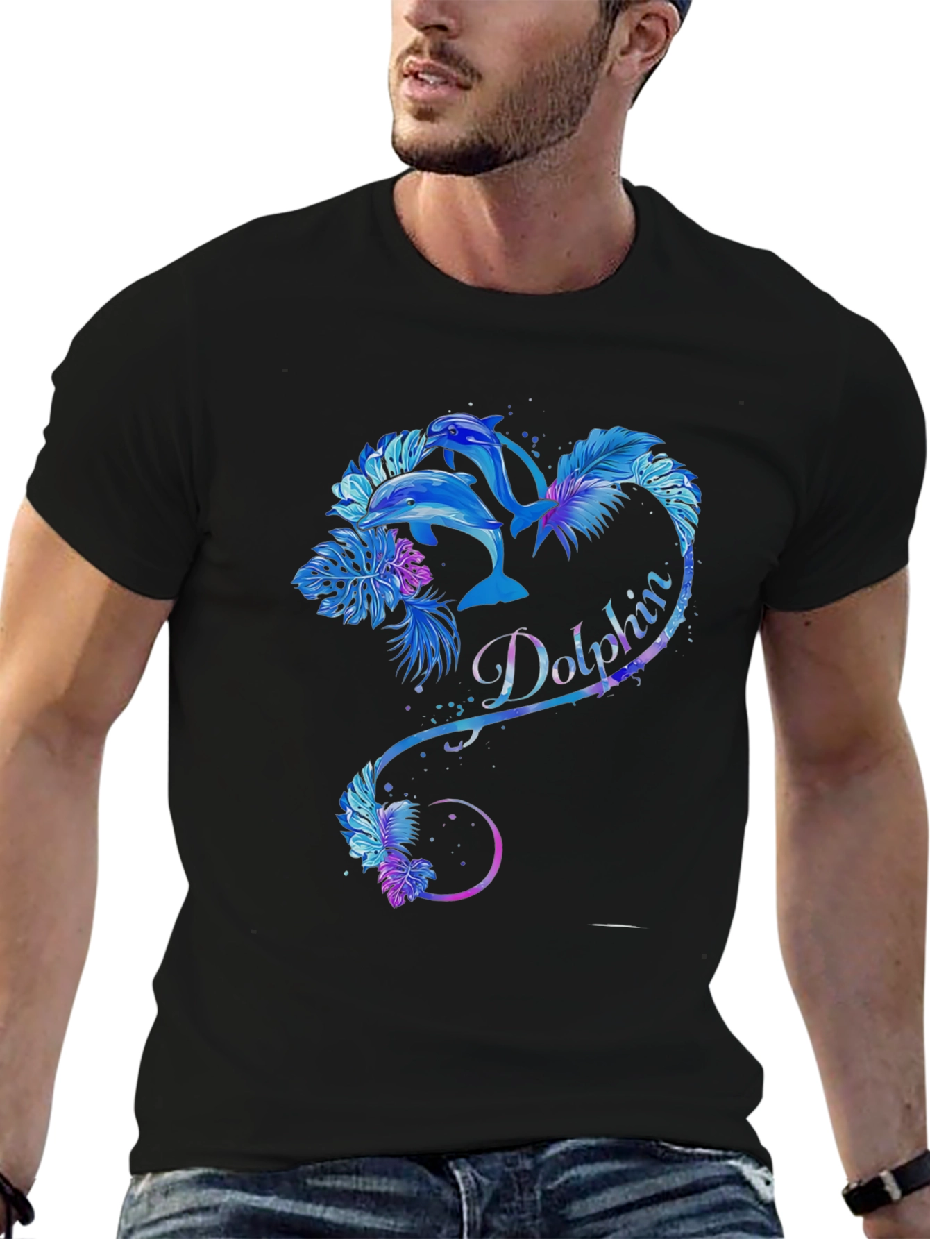 Dolphin Heart Graphic Tee - Black