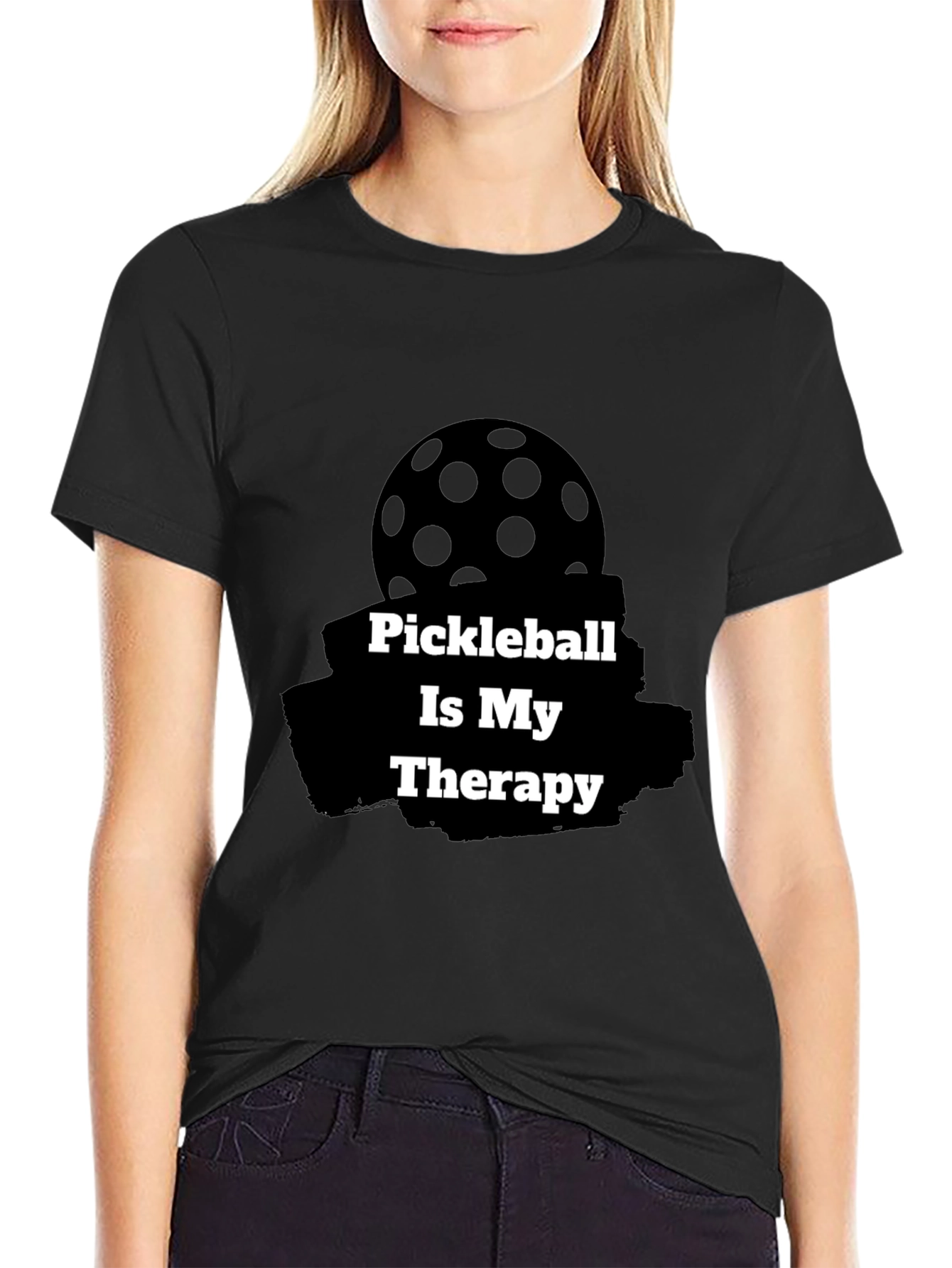 Pickleball Therapy T-Shirt - Black Graphic Tee