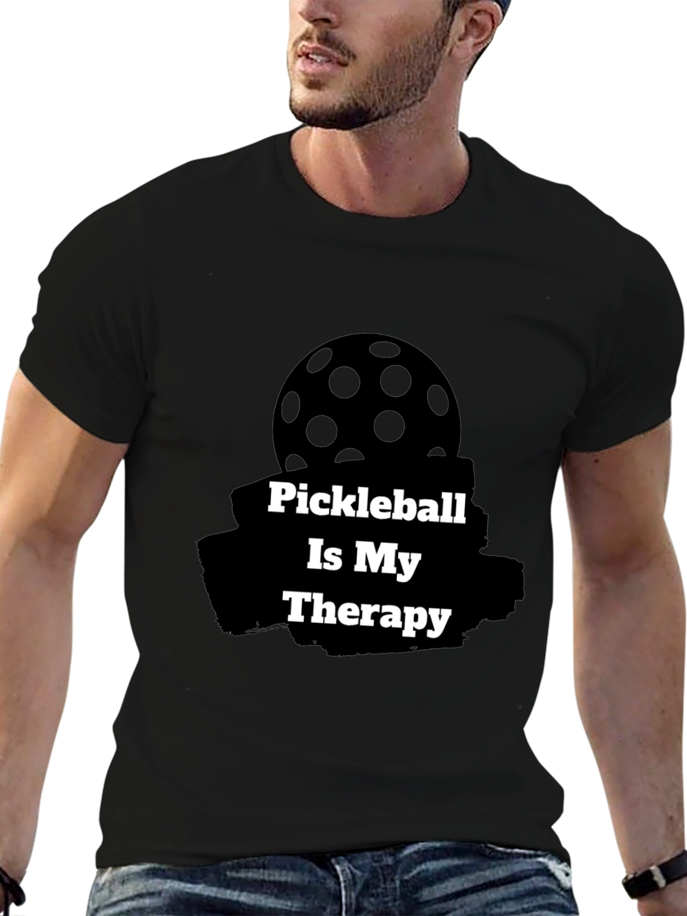 Pickleball Therapy T-Shirt - Black Graphic Tee