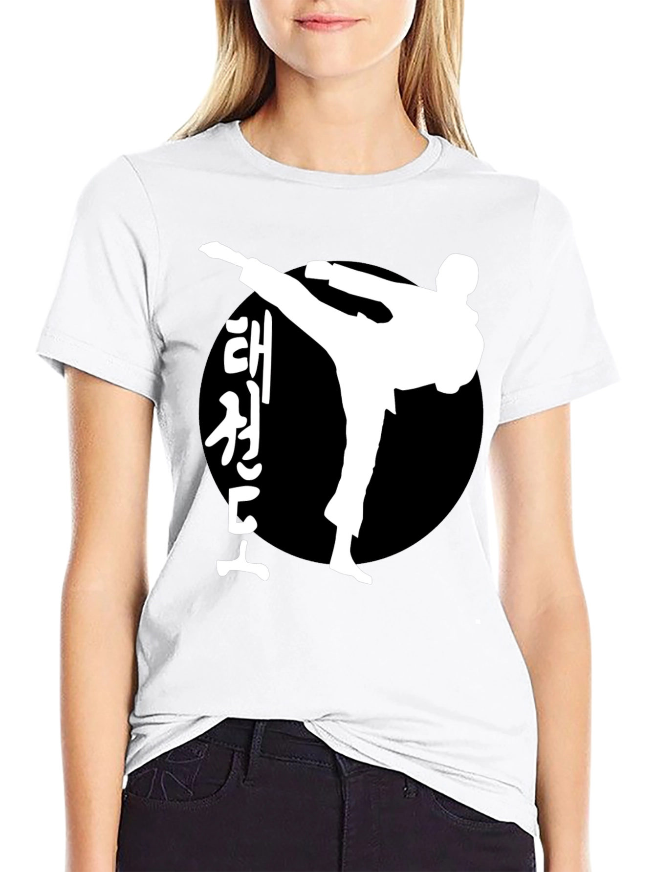 Taekwondo Kick Black T-Shirt Martial Arts Tee