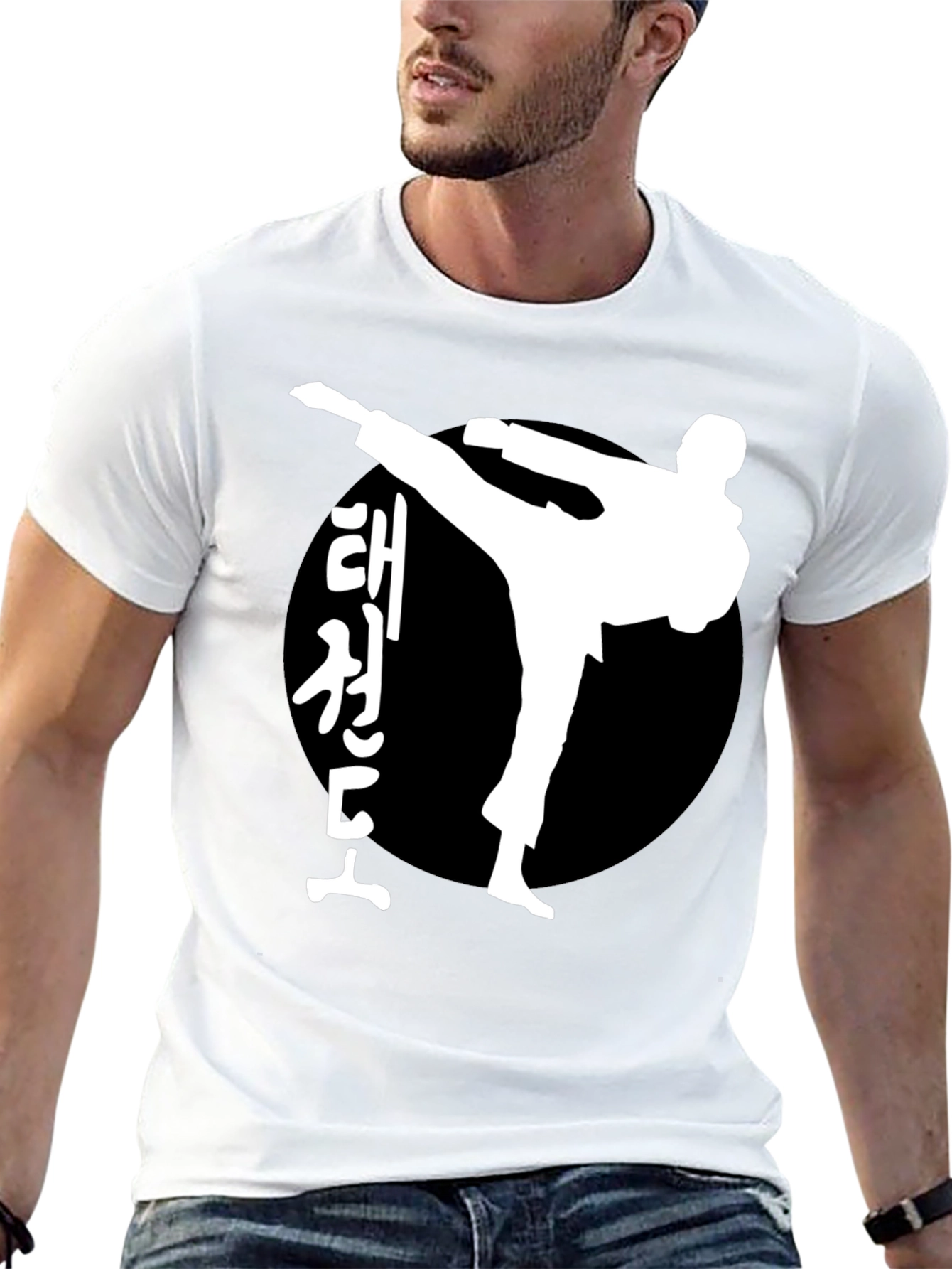 Taekwondo Kick Black T-Shirt Martial Arts Tee