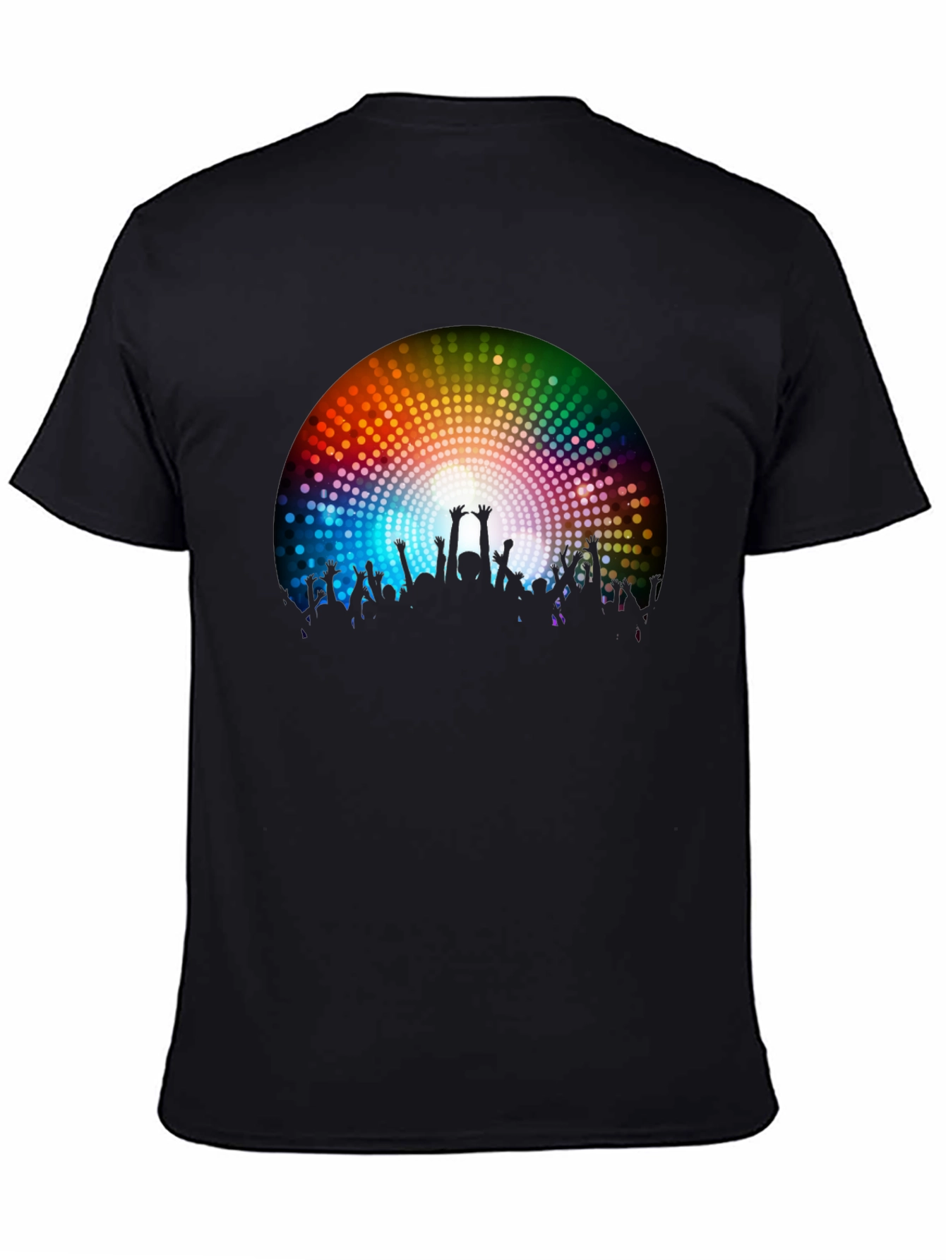 Party Crowd Graphic Tee - Black Cotton T-Shirt