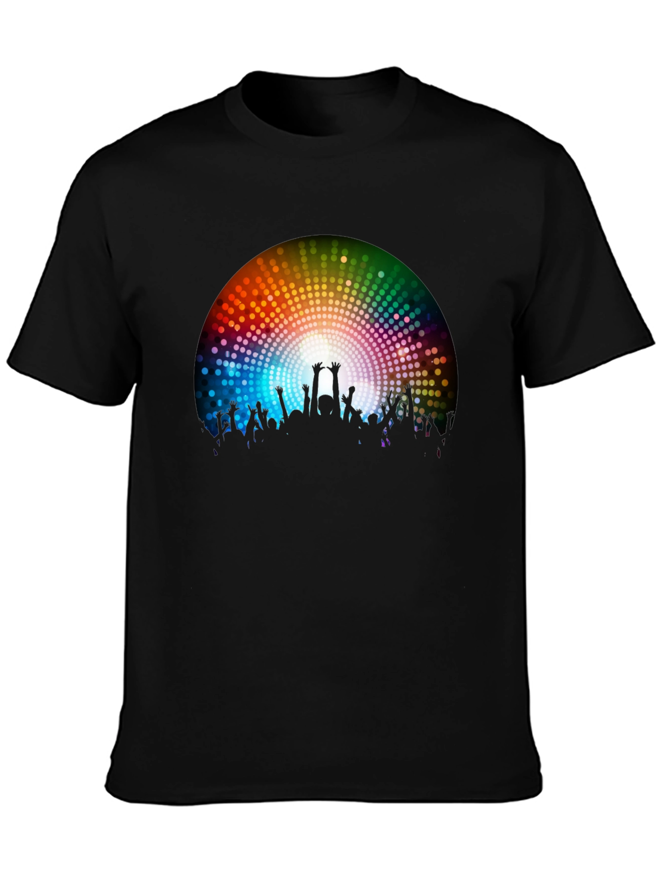Party Crowd Graphic Tee - Black Cotton T-Shirt