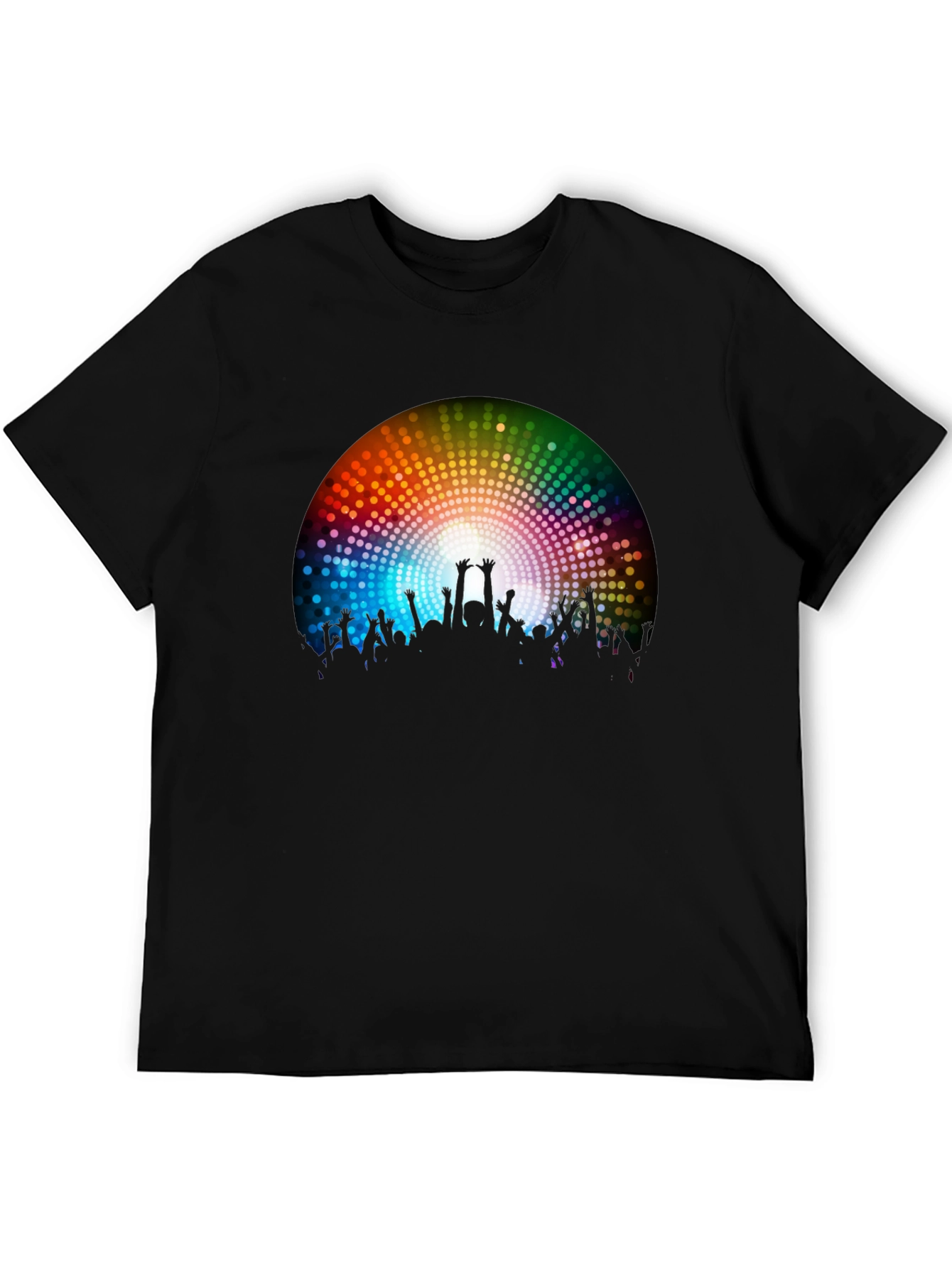 Party Crowd Graphic Tee - Black Cotton T-Shirt