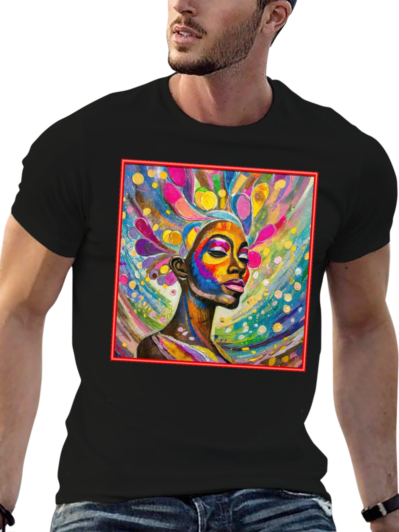 Vibrant Woman Art Black T-Shirt