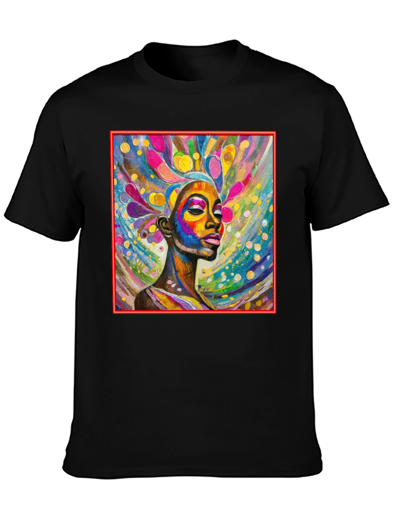 Vibrant Woman Art Black T-Shirt