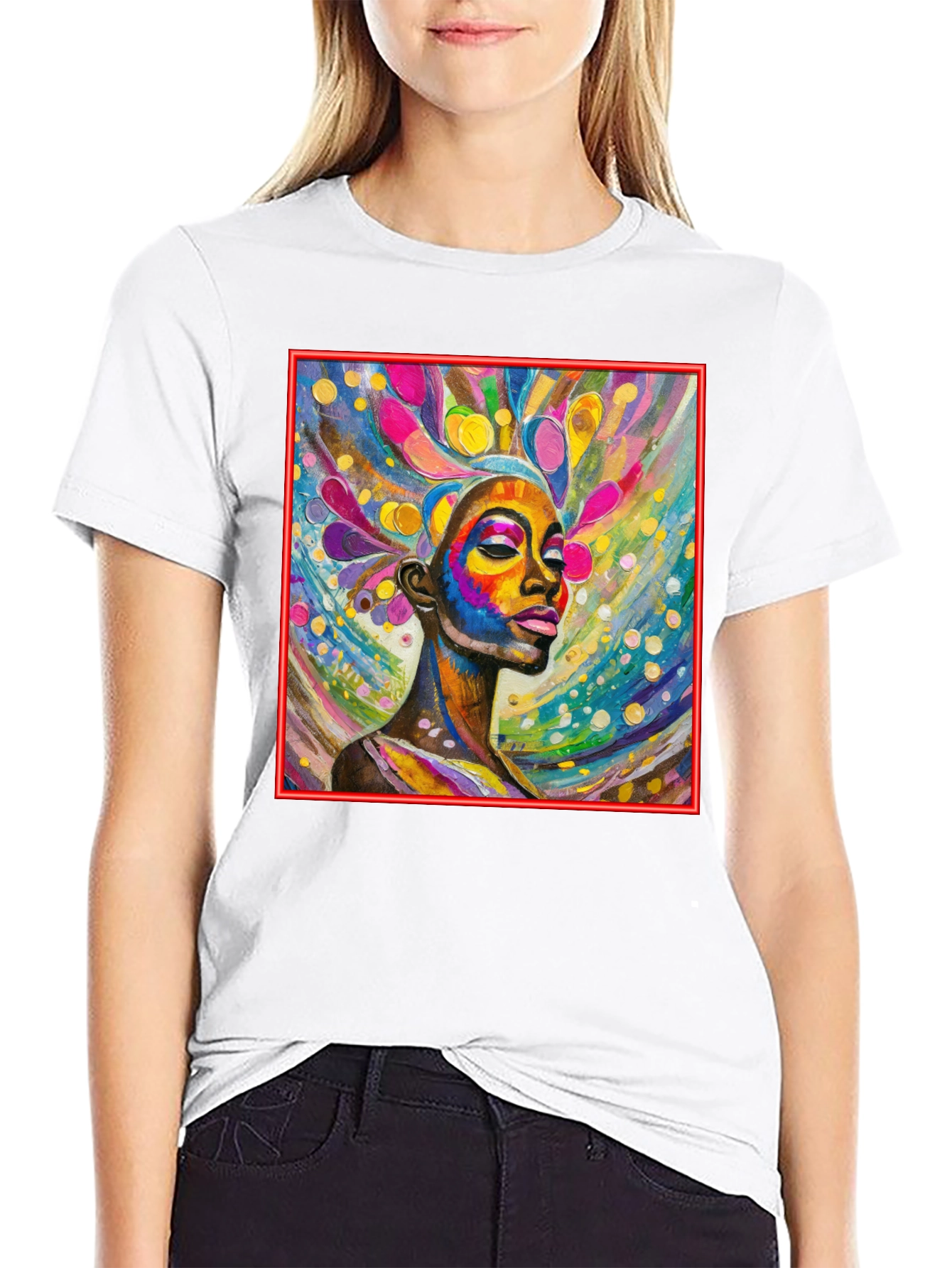 Vibrant Woman Art Black T-Shirt