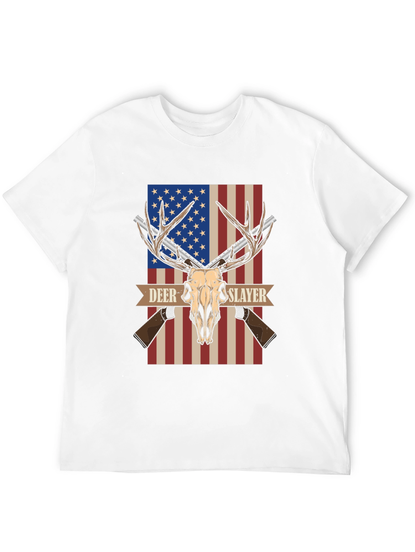 Deer Slayer Graphic T-Shirt - American Flag Hunting Tee
