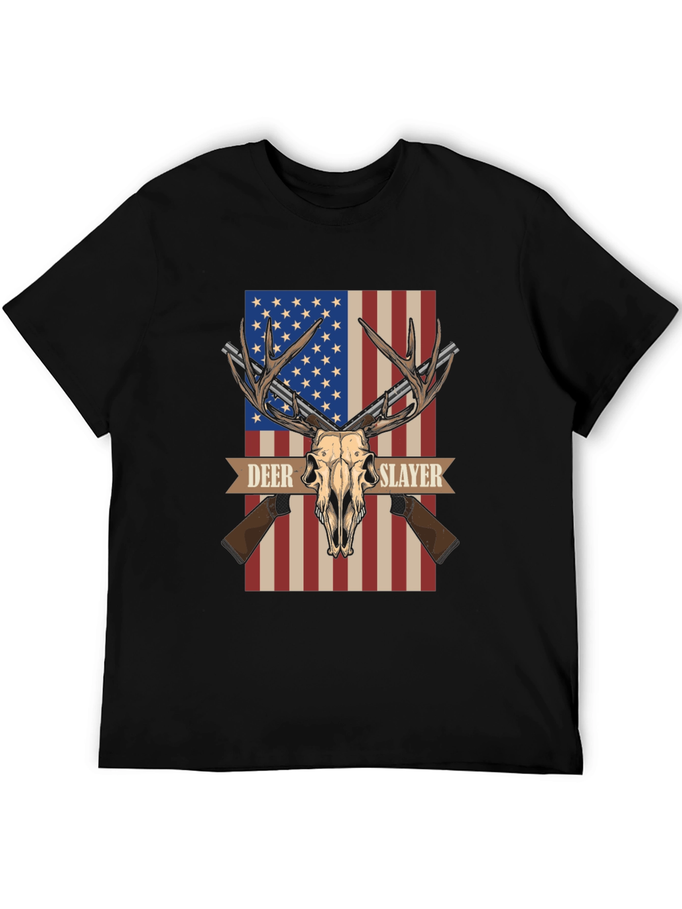 Deer Slayer Graphic T-Shirt - American Flag Hunting Tee
