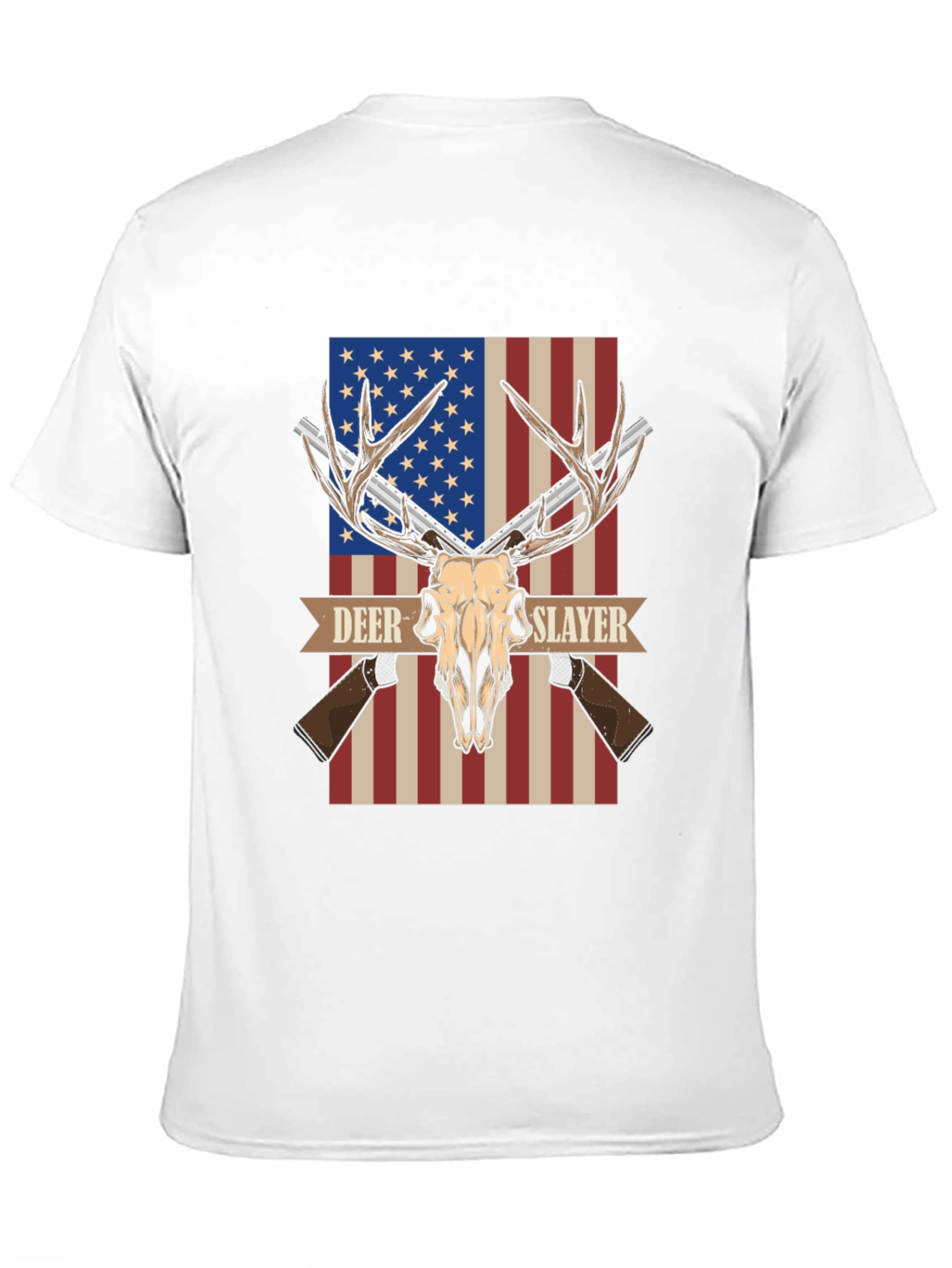 Deer Slayer Graphic T-Shirt - American Flag Hunting Tee