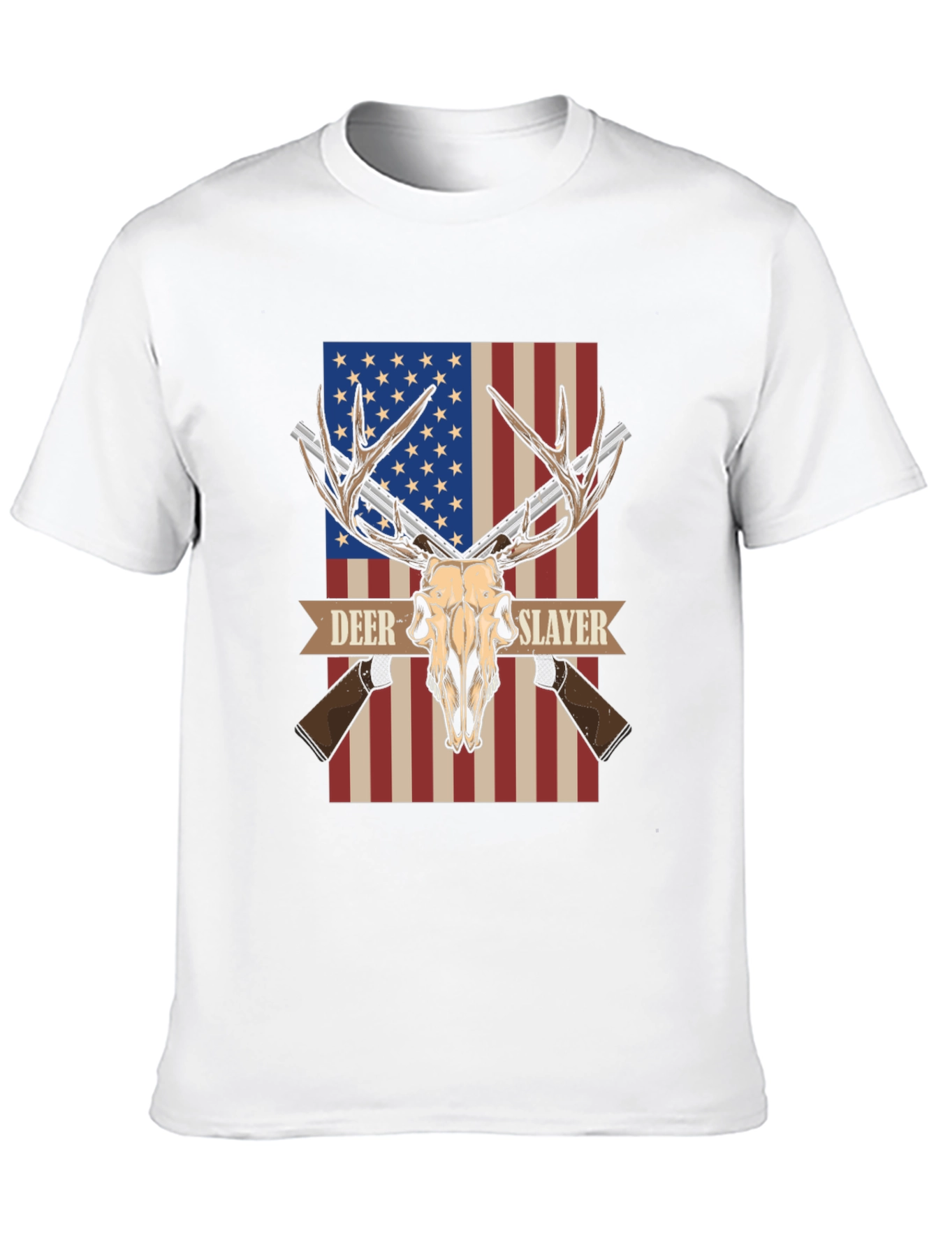 Deer Slayer Graphic T-Shirt - American Flag Hunting Tee