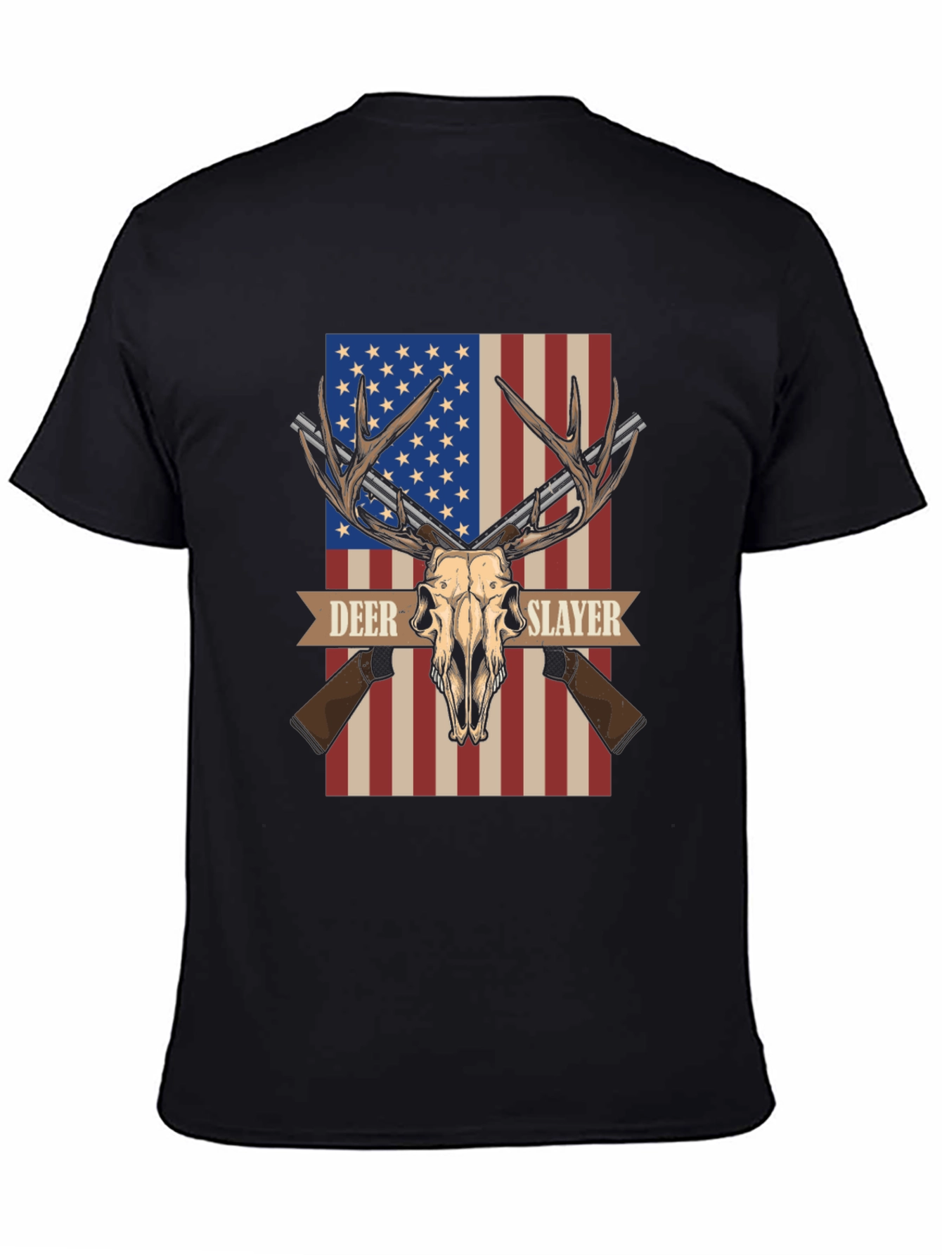 Deer Slayer Graphic T-Shirt - American Flag Hunting Tee
