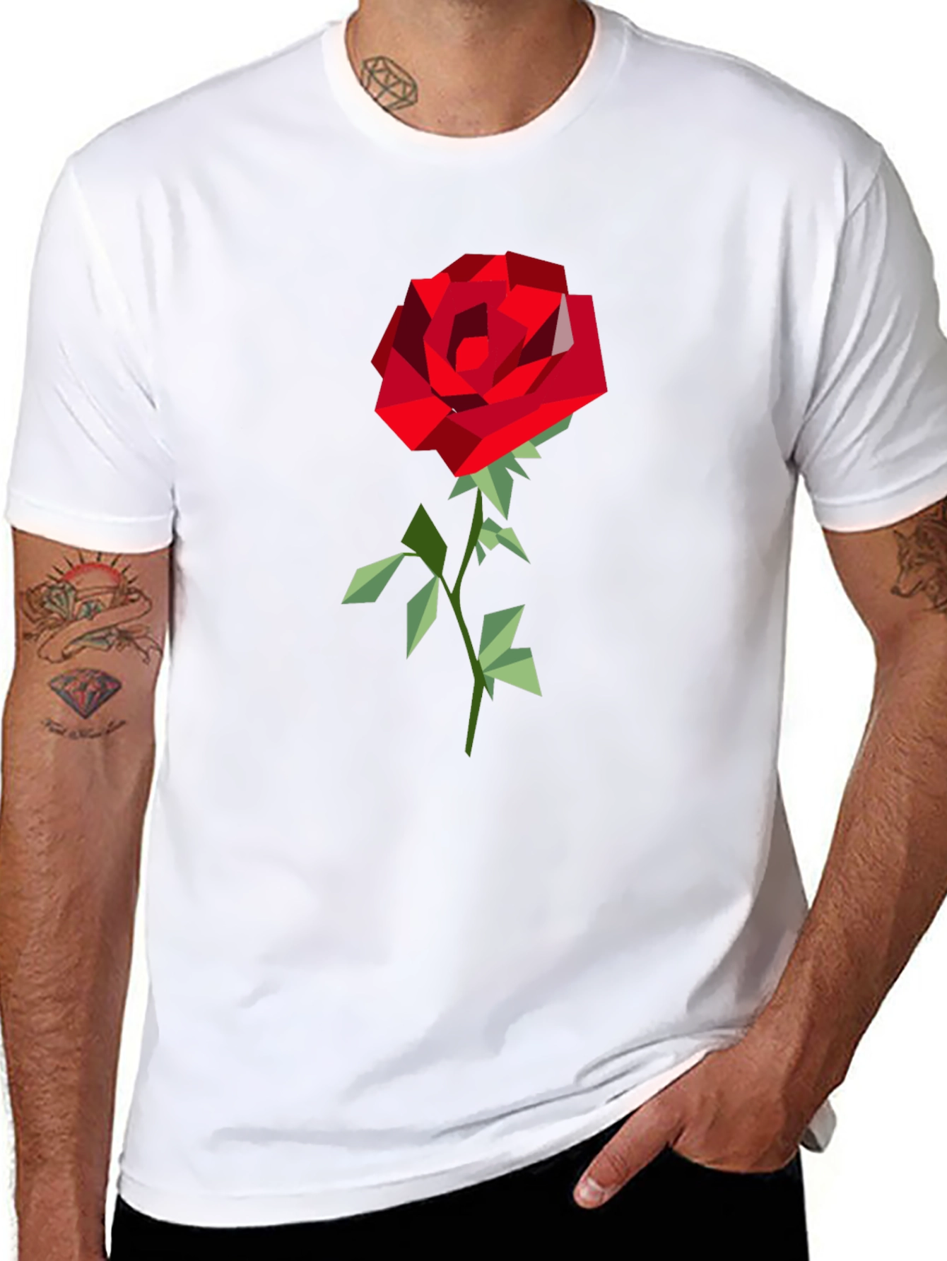Geometric Rose Graphic Tee - Modern Art Shirt