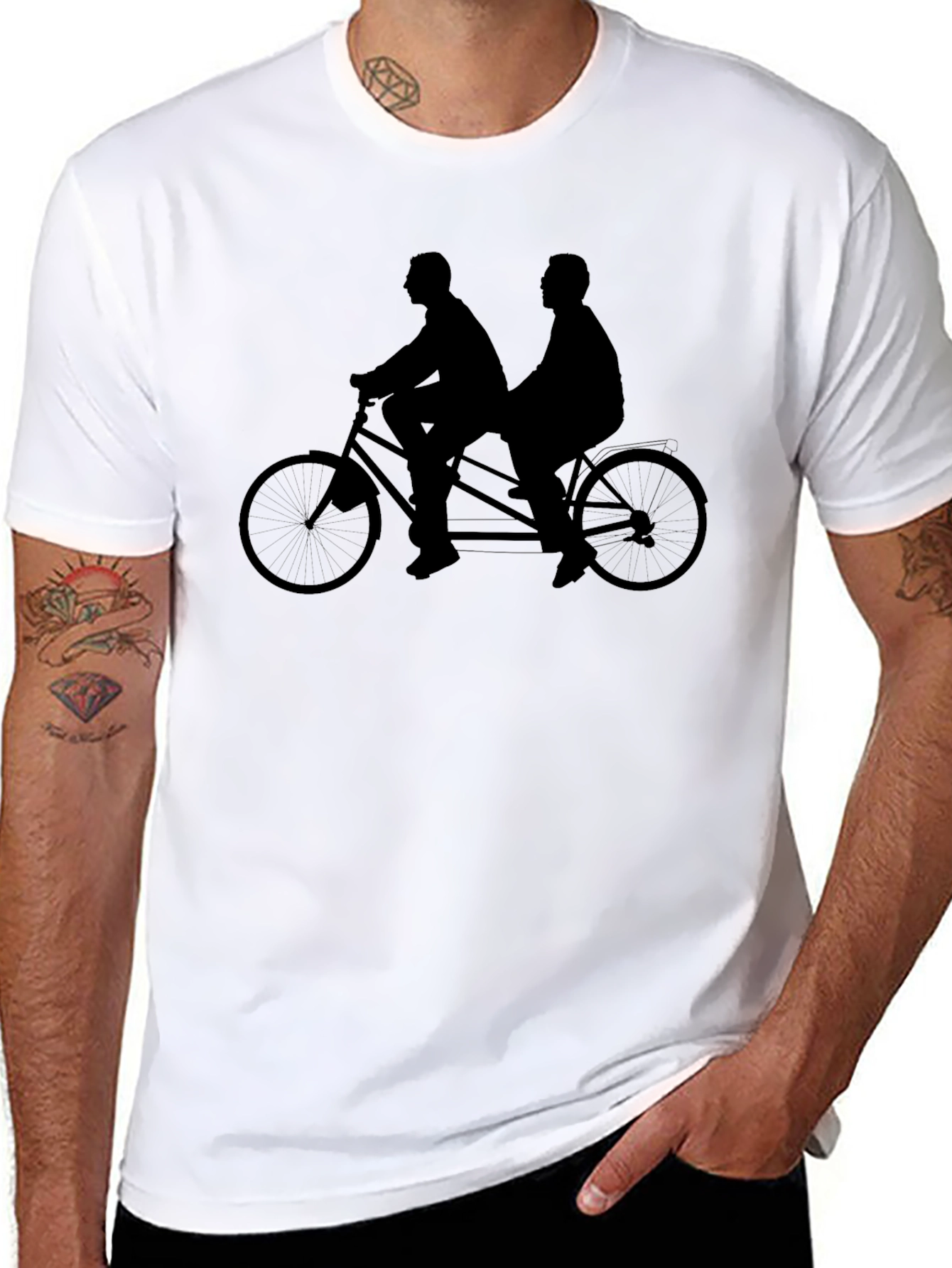 Tandem Bicycle Graphic Tee - Black Cotton Blend