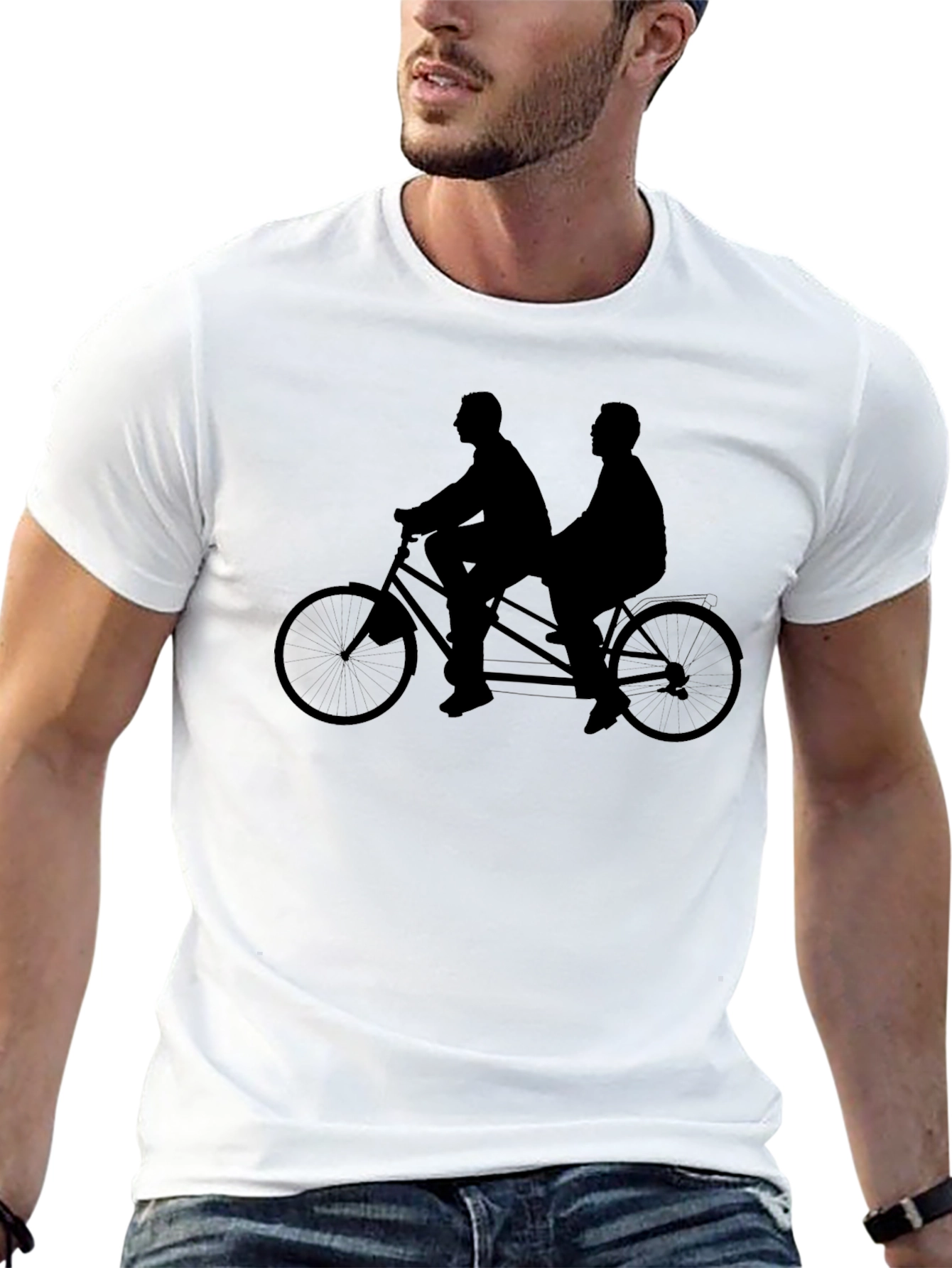 Tandem Bicycle Graphic Tee - Black Cotton Blend
