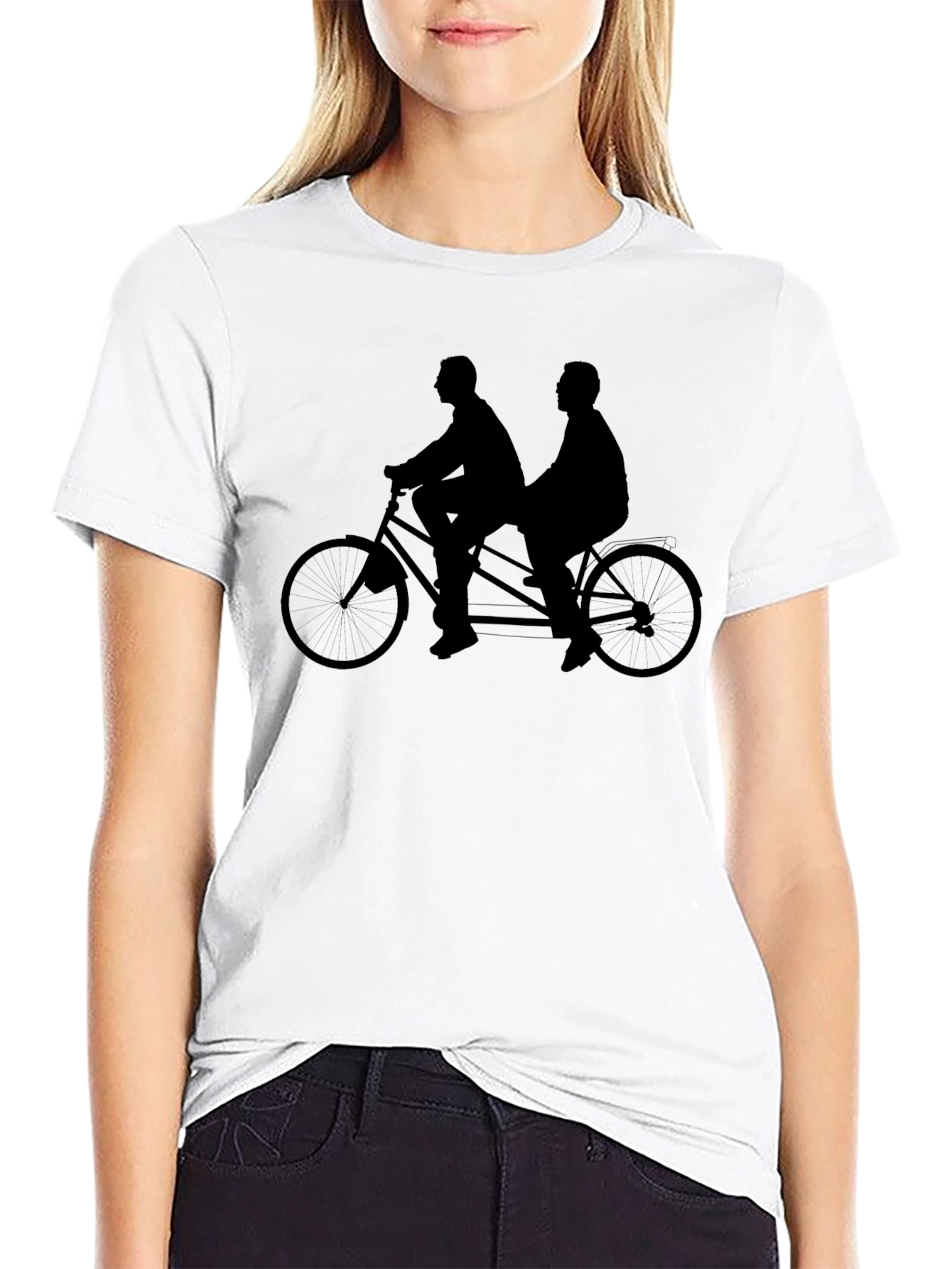 Tandem Bicycle Graphic Tee - Black Cotton Blend