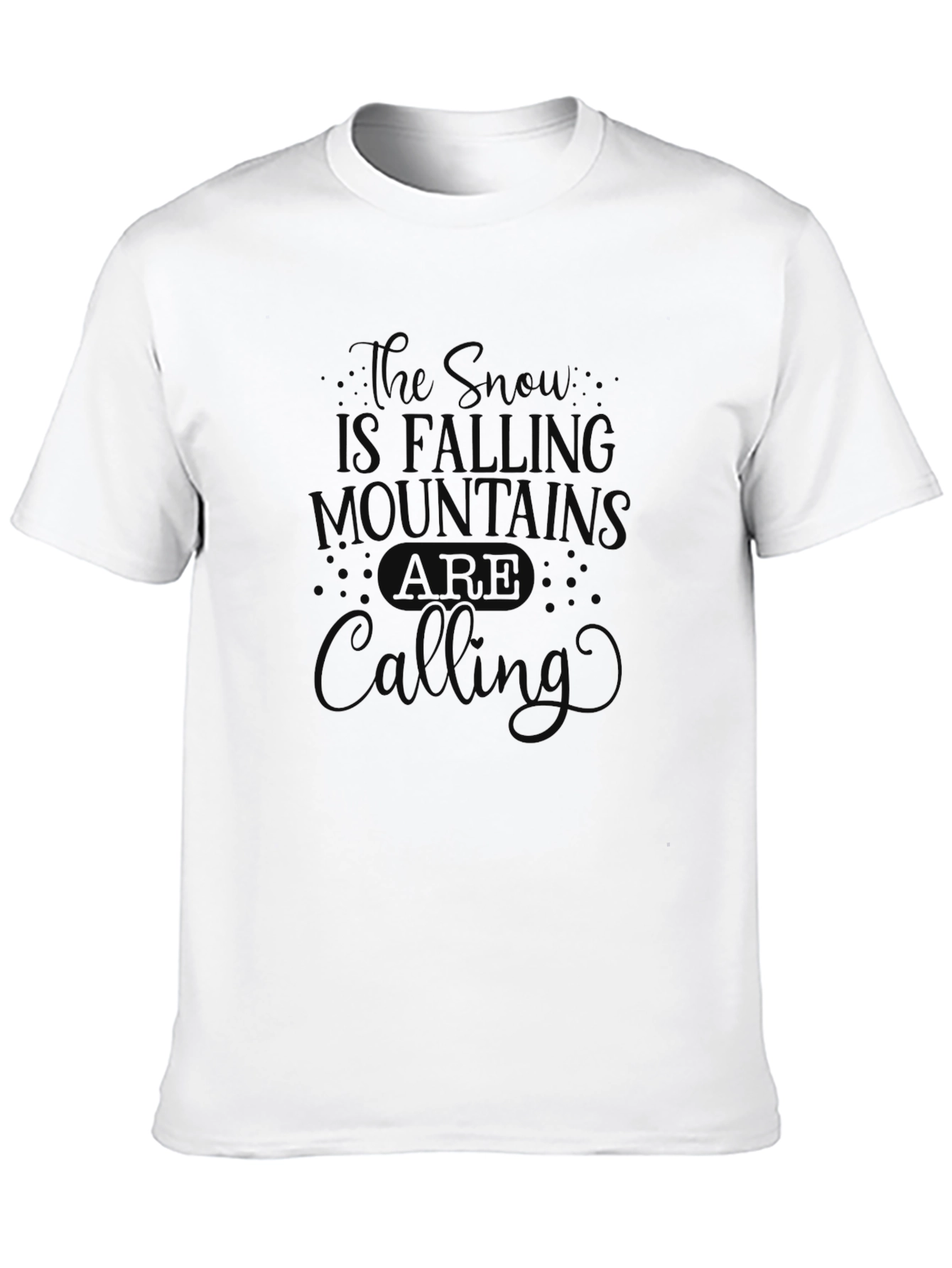 Snow Mountains Calling Black Graphic T-Shirt