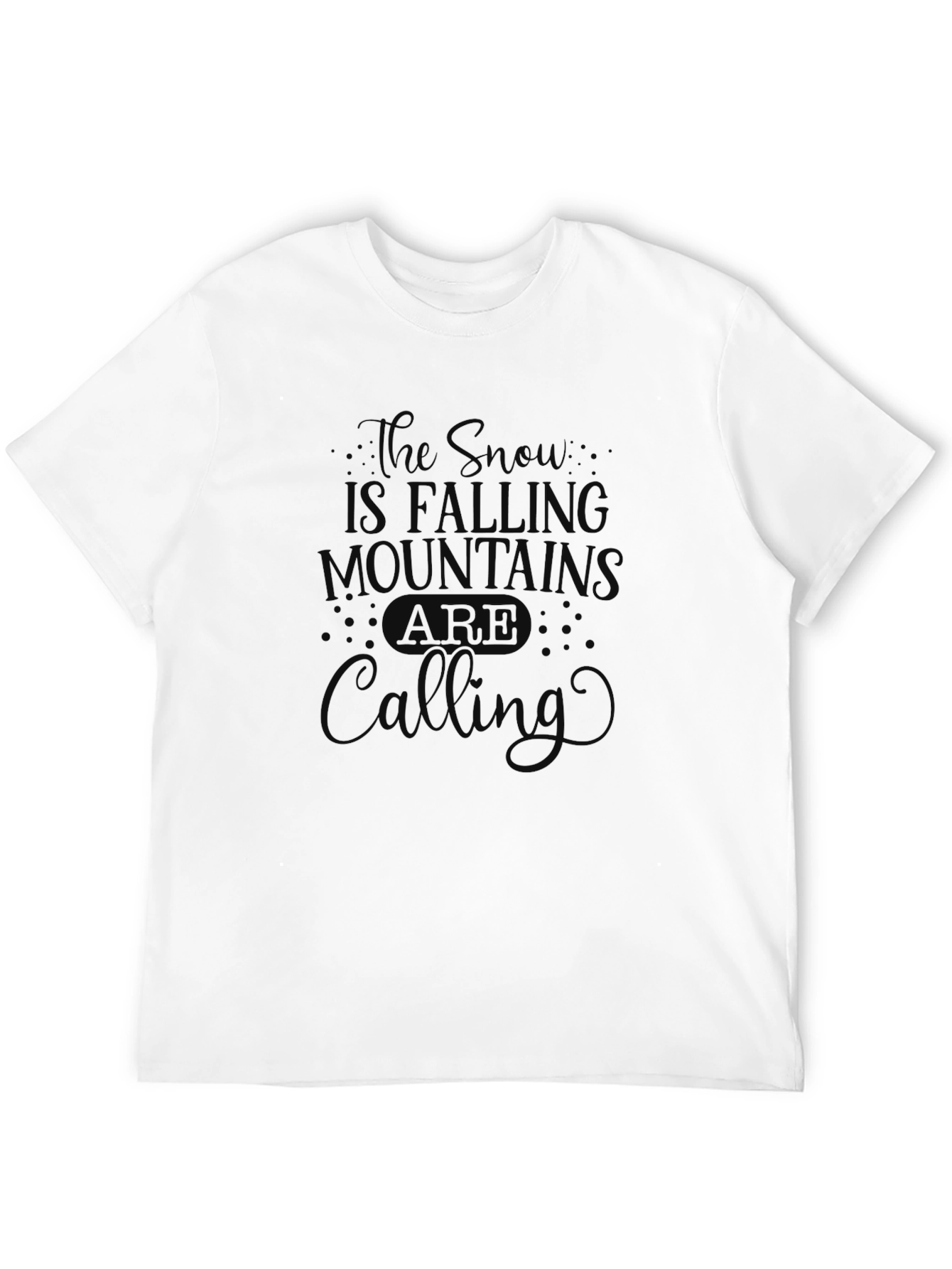Snow Mountains Calling Black Graphic T-Shirt