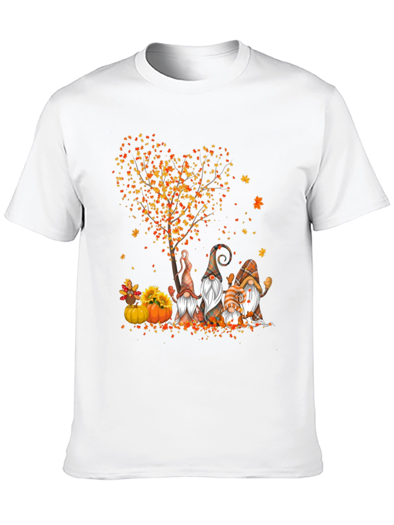 Fall Gnomes & Heart Tree Black T-Shirt