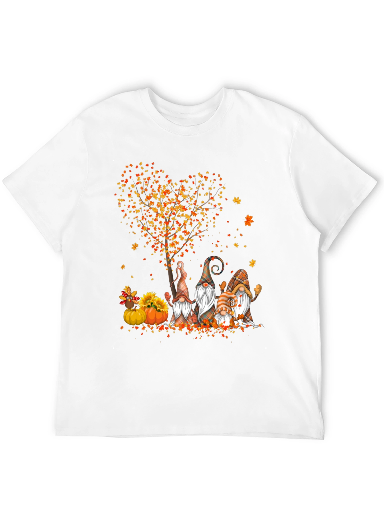 Fall Gnomes & Heart Tree Black T-Shirt