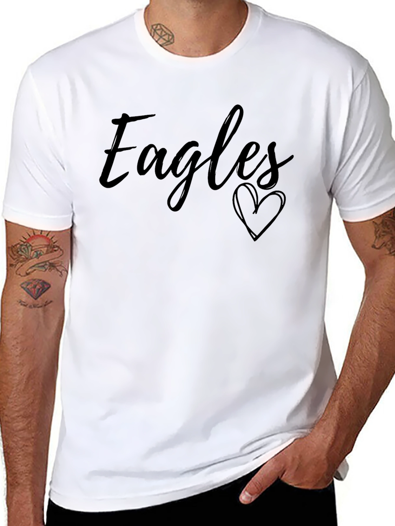 Eagles Heart Graphic Black T-Shirt