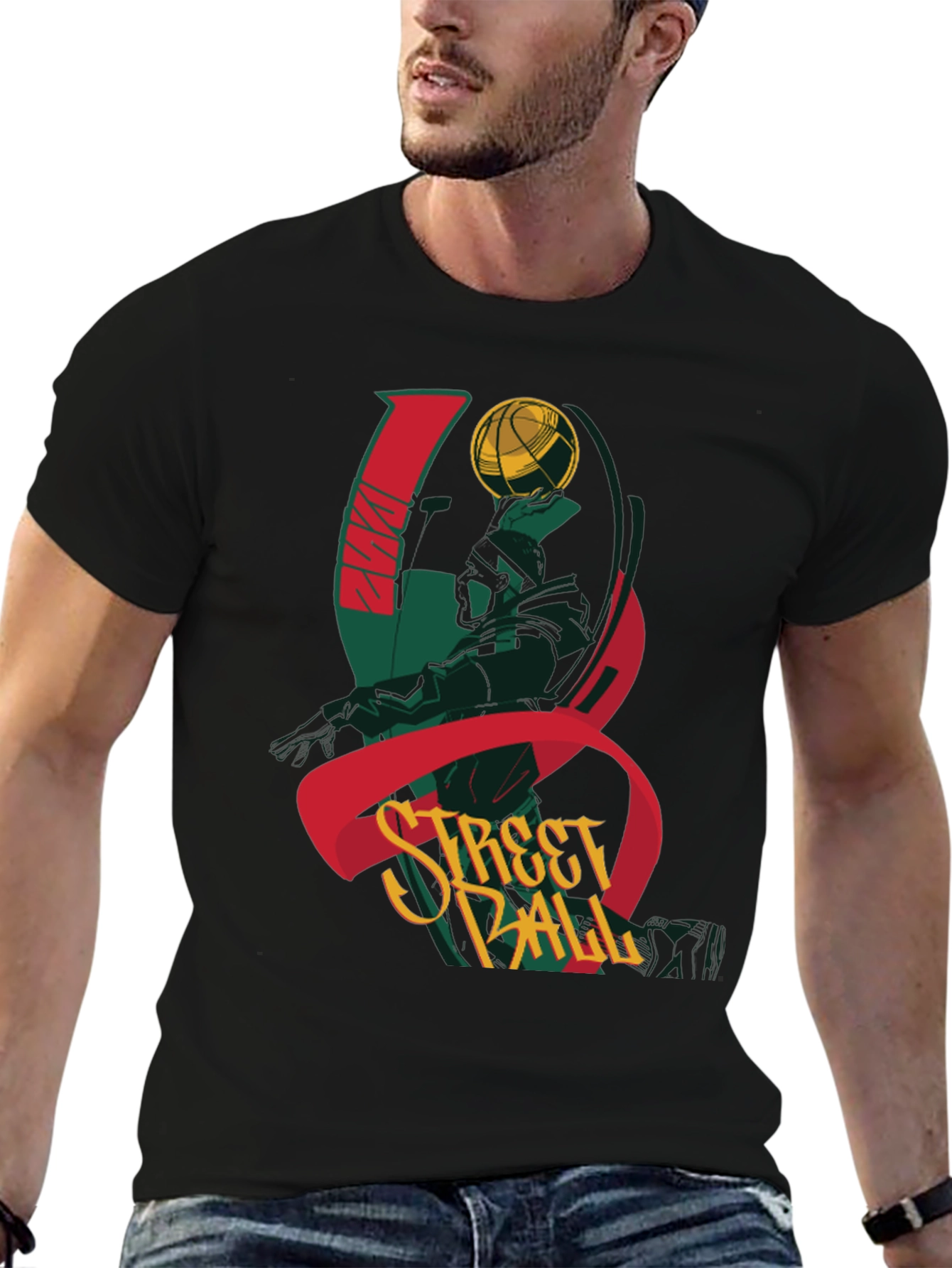 Streetball Graphic Tee - Black Cotton T-Shirt