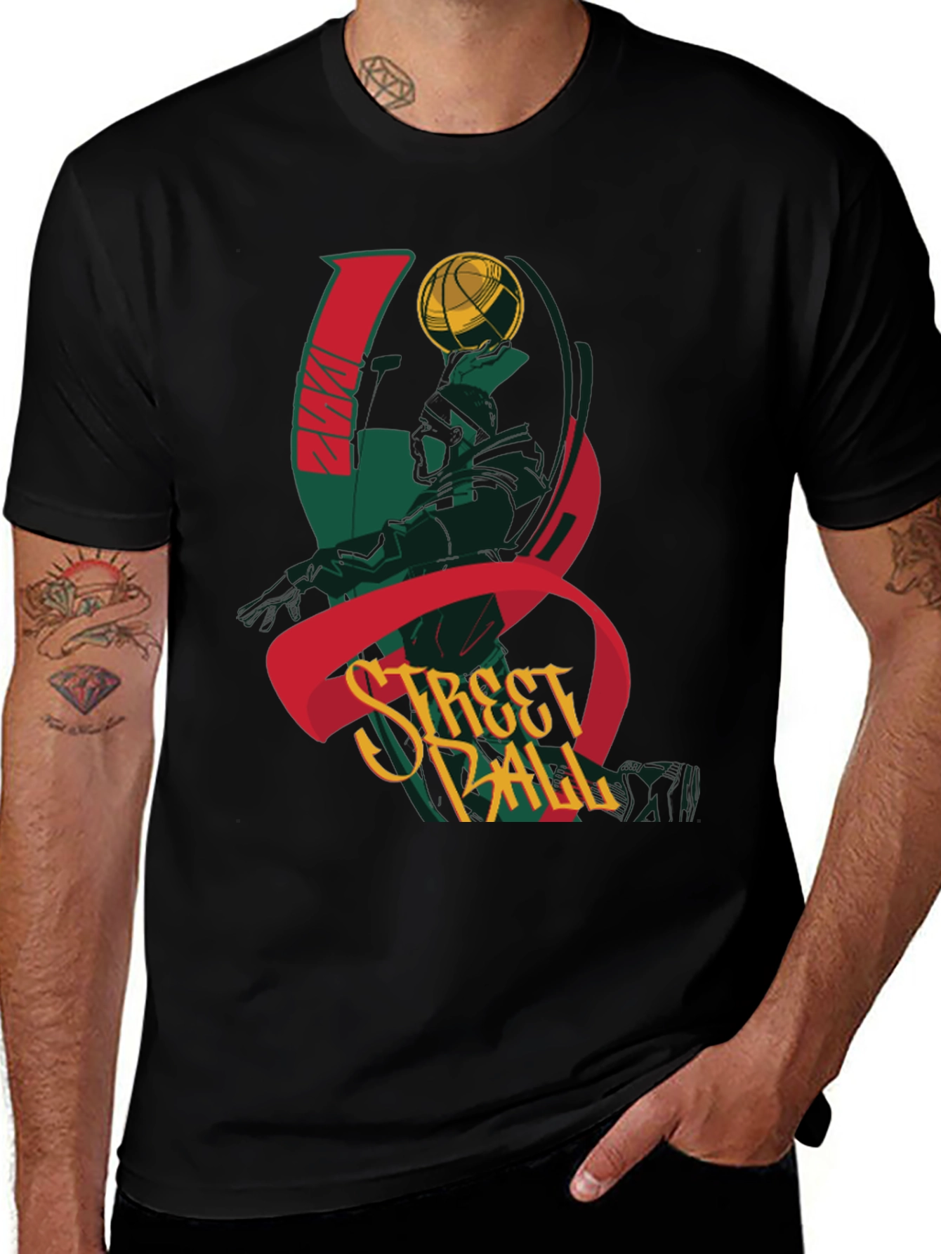 Streetball Graphic Tee - Black Cotton T-Shirt