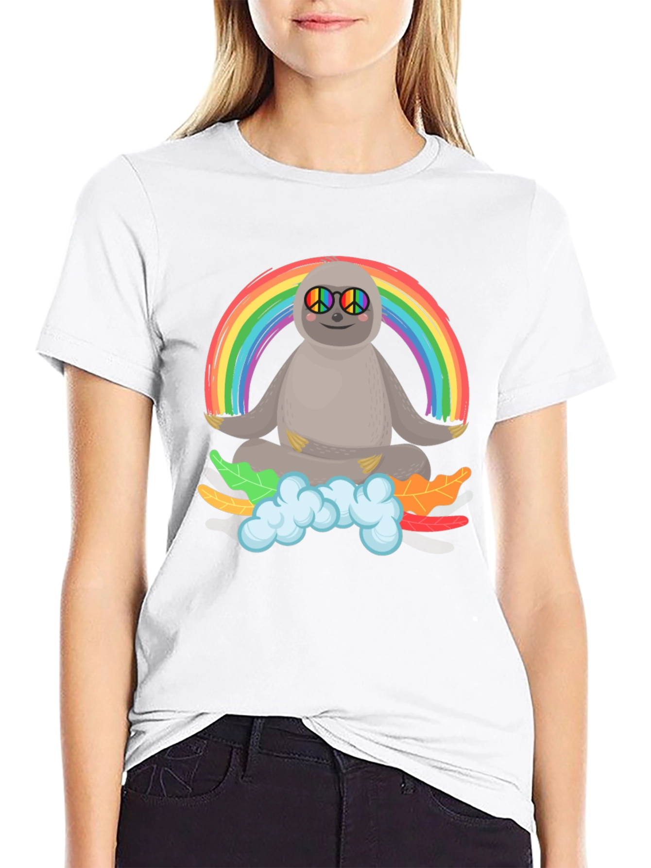 Sloth Rainbow Peace T-Shirt