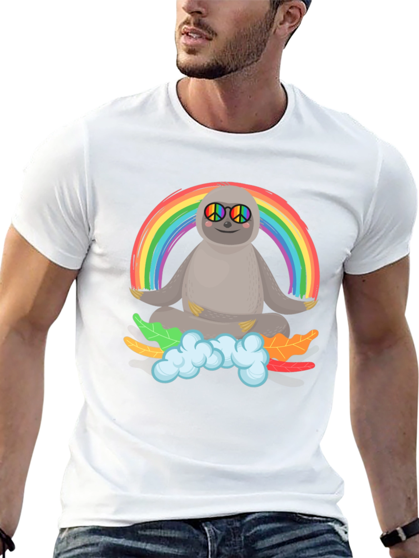 Sloth Rainbow Peace T-Shirt