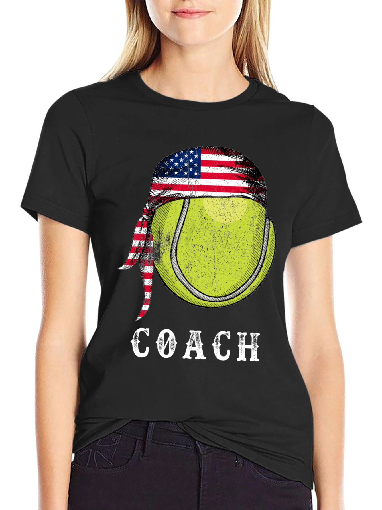 Tennis Coach T-Shirt - American Flag Bandana