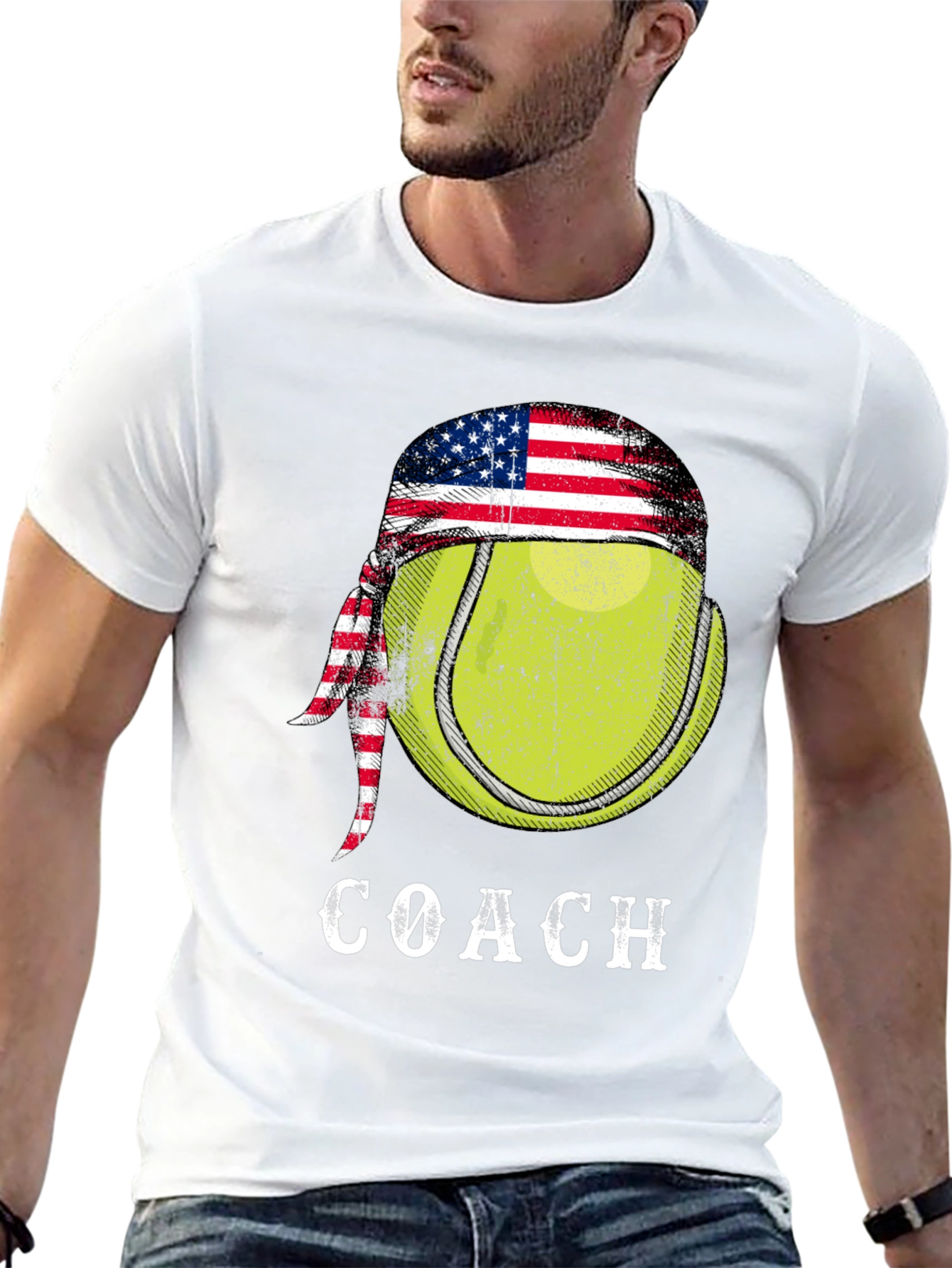 Tennis Coach T-Shirt - American Flag Bandana