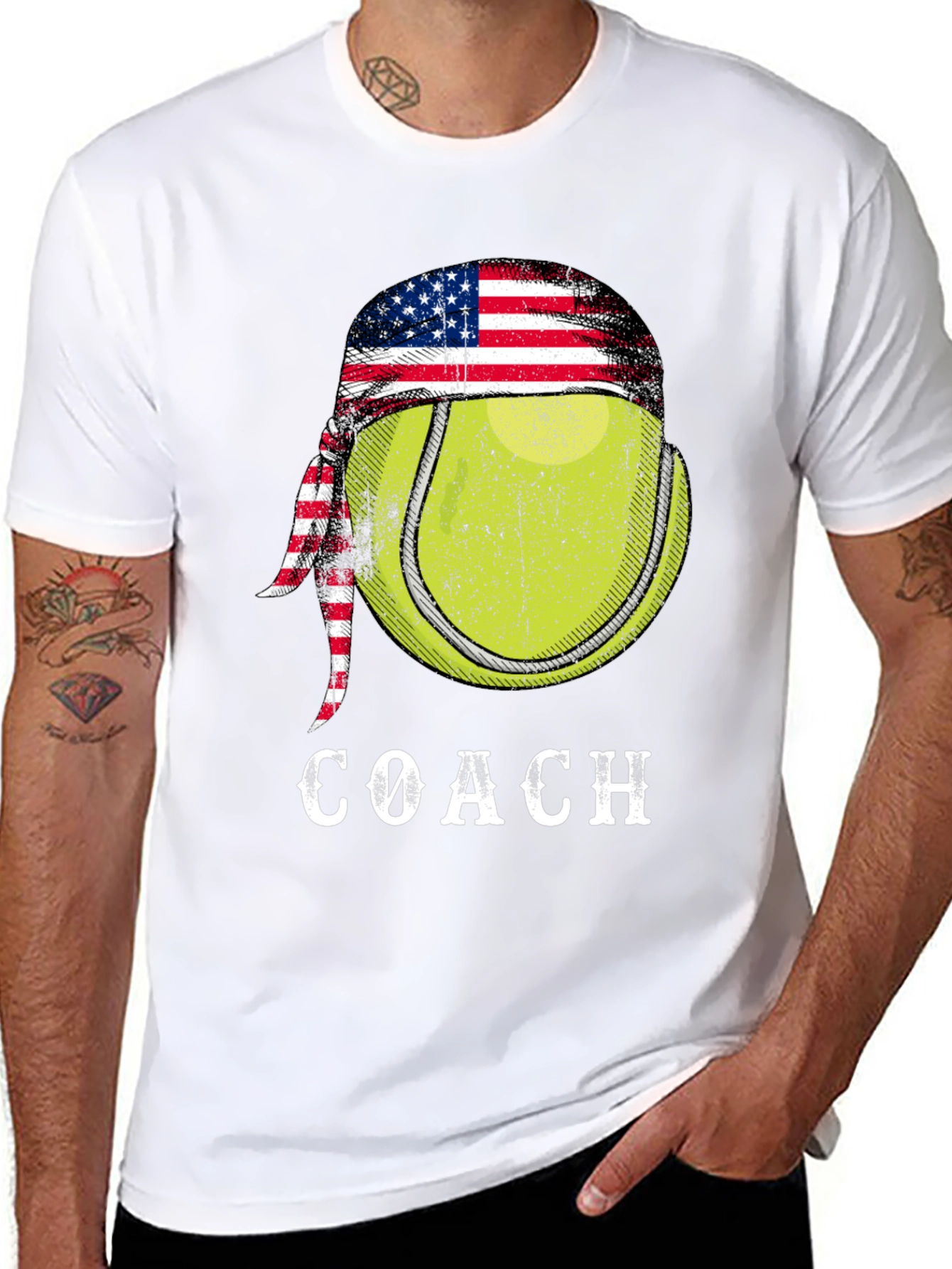 Tennis Coach T-Shirt - American Flag Bandana