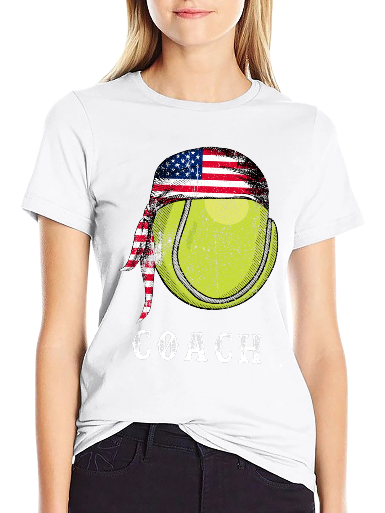 Tennis Coach T-Shirt - American Flag Bandana