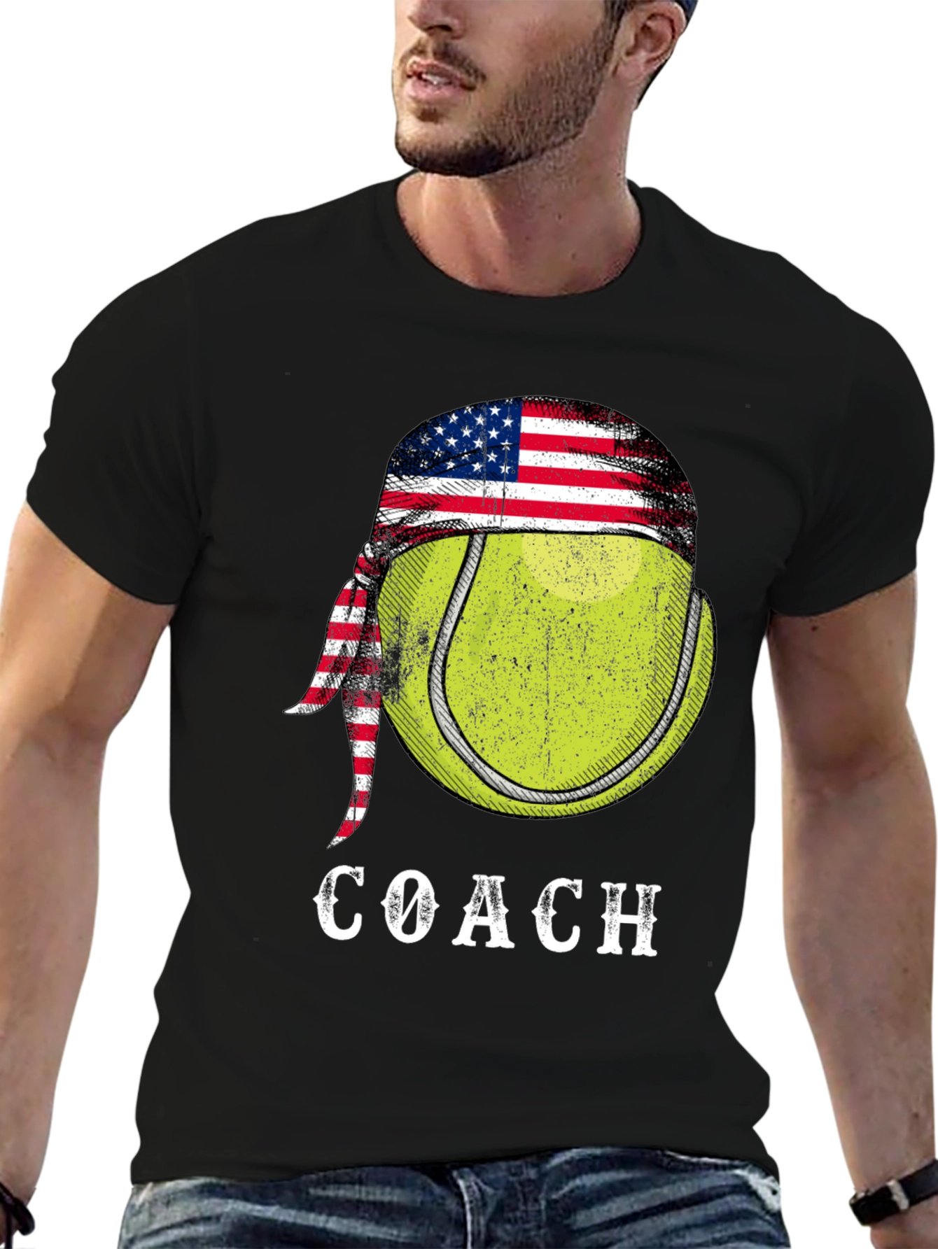 Tennis Coach T-Shirt - American Flag Bandana