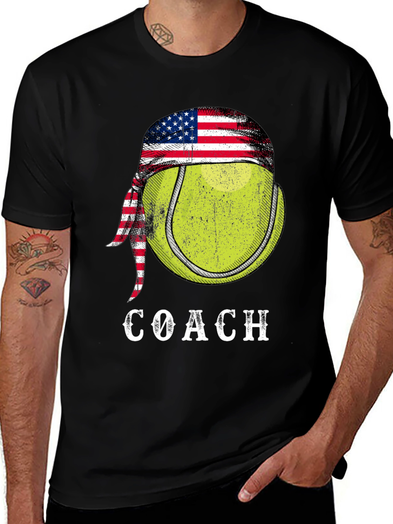 Tennis Coach T-Shirt - American Flag Bandana