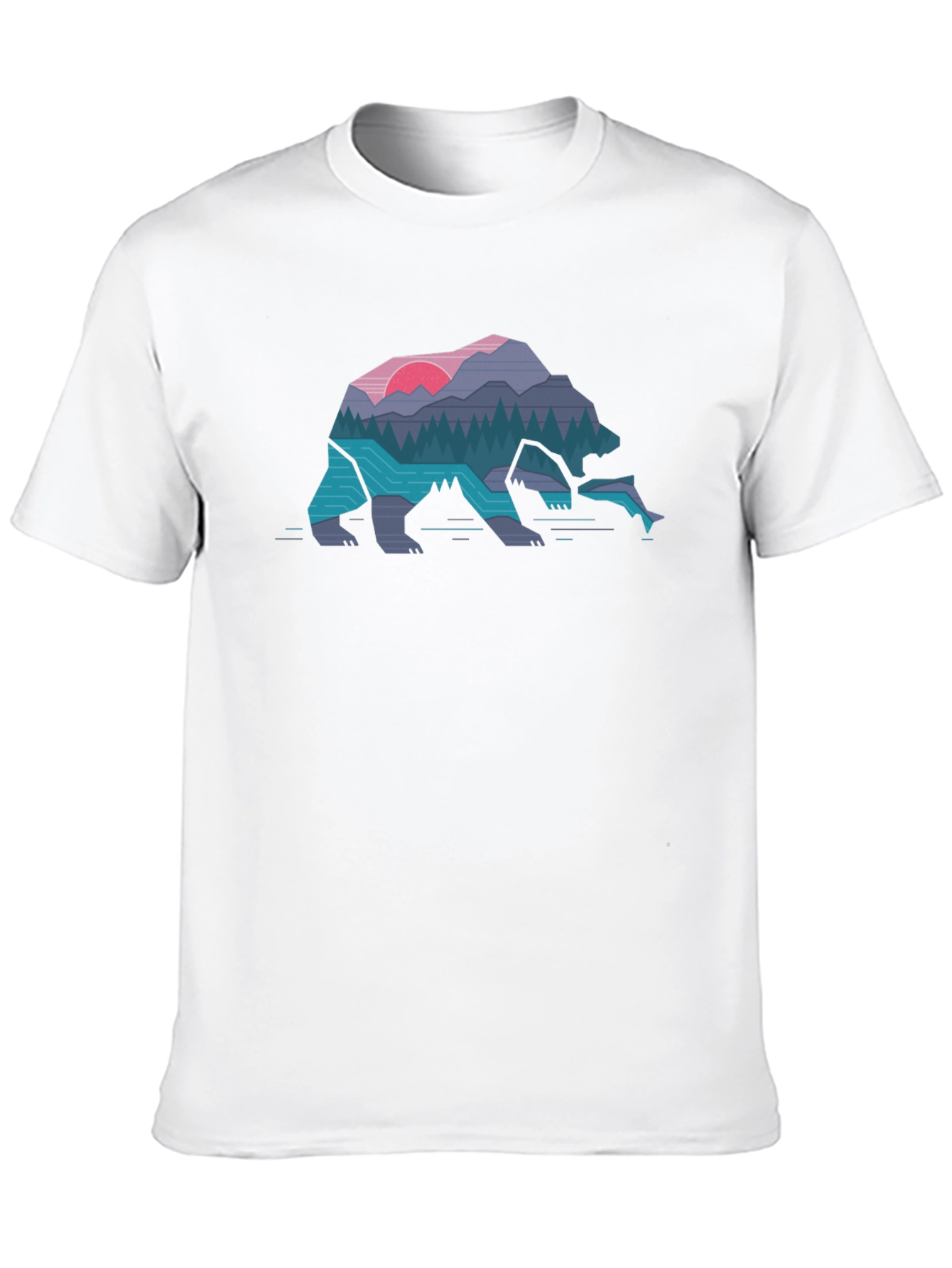 Geometric Bear Nature Scene Graphic Tee