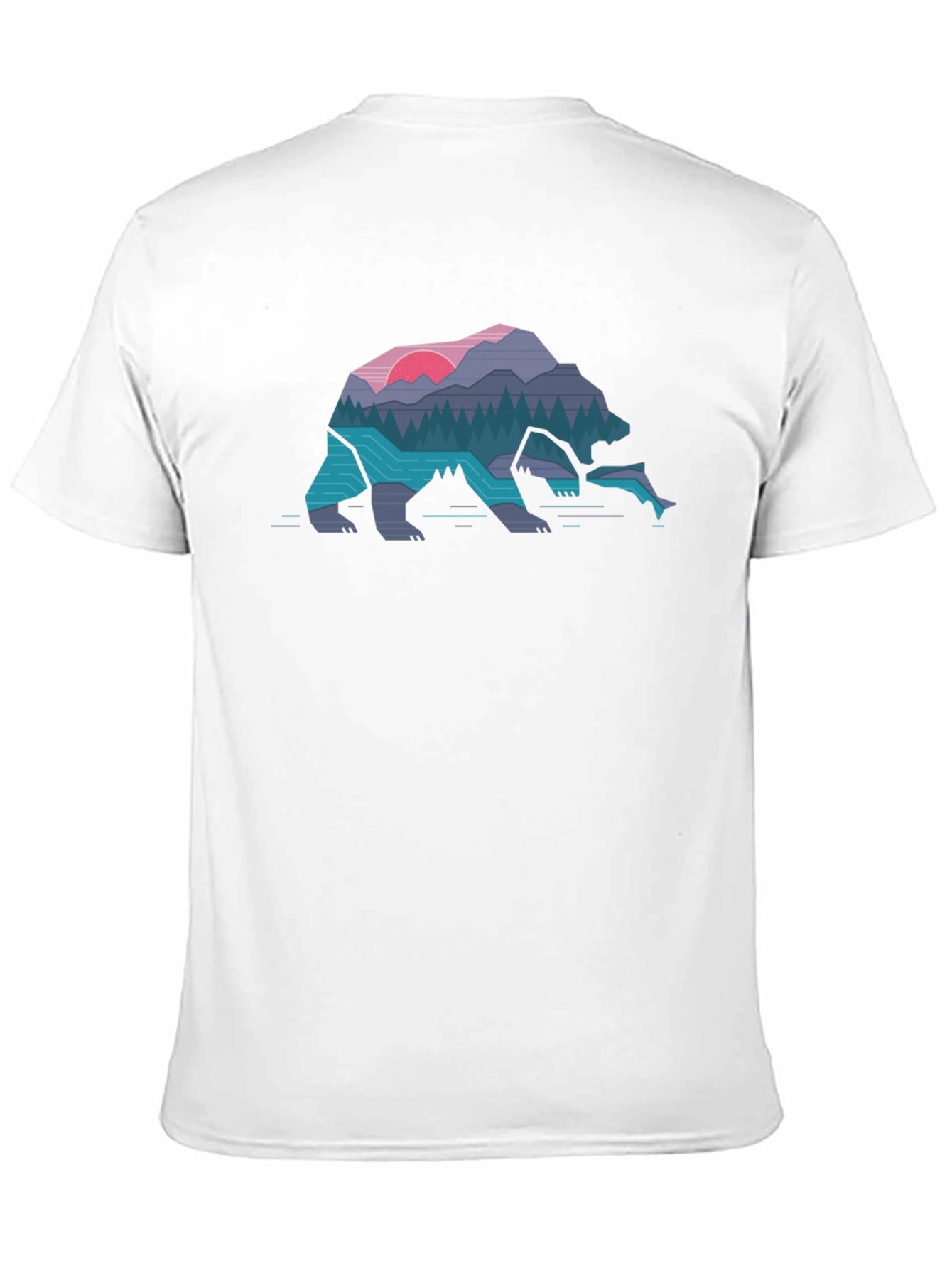 Geometric Bear Nature Scene Graphic Tee