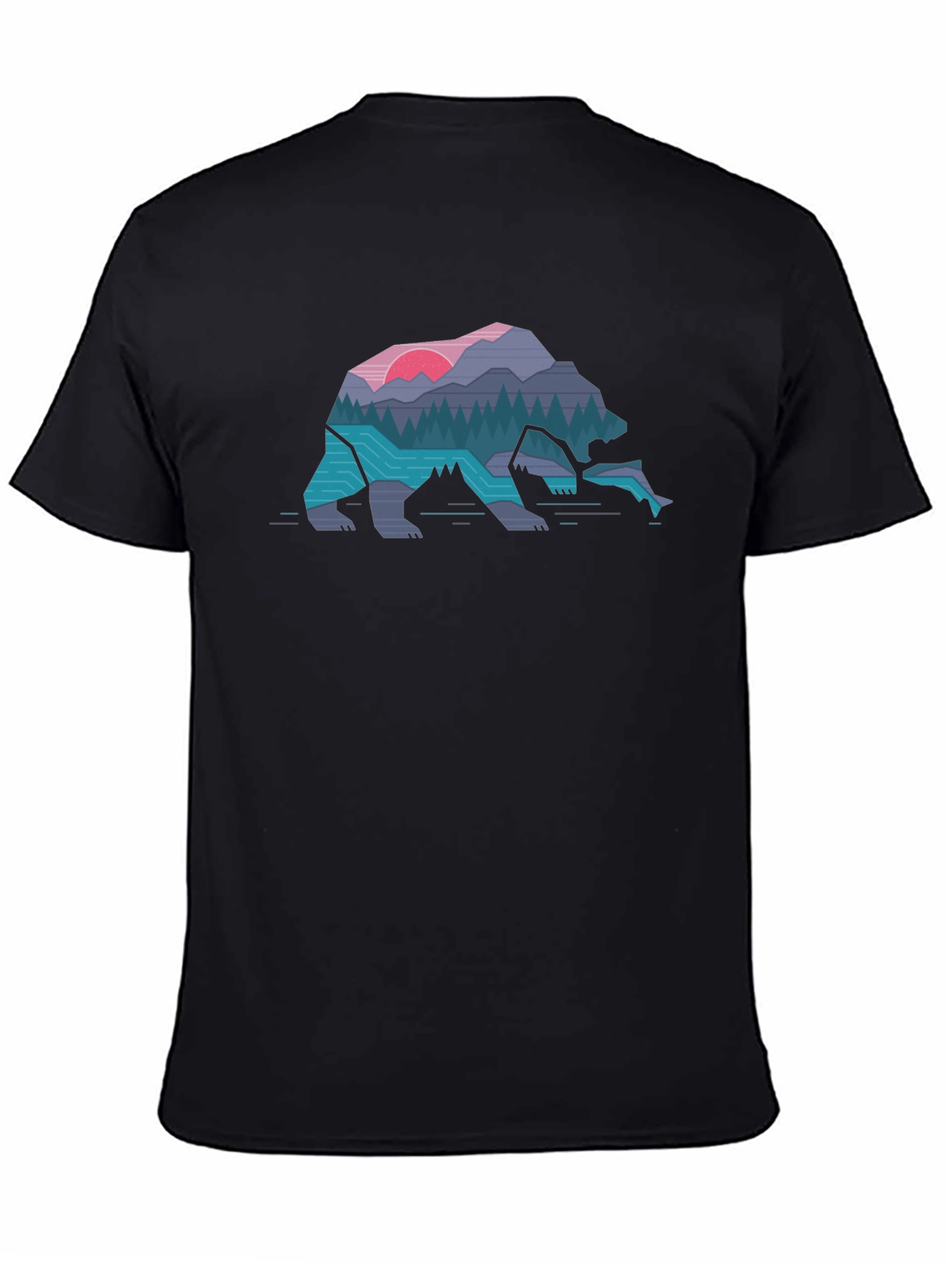 Geometric Bear Nature Scene Graphic Tee